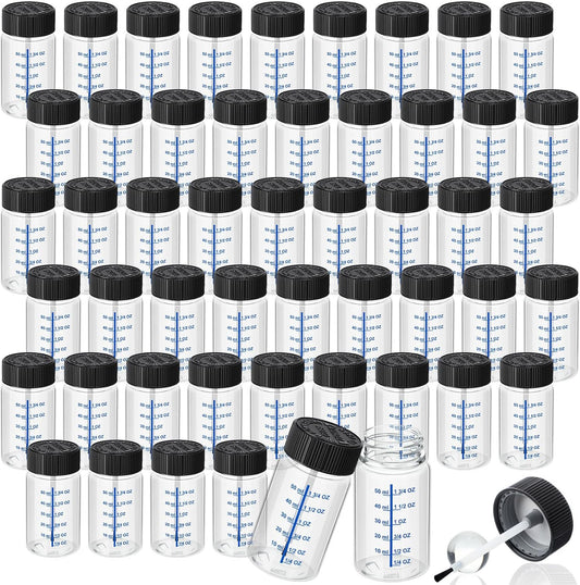 Mumufy 60 Pcs Touch up Paint Bottles with Brush and Lid Empty Touch up Bottle with Mixing Balls 2 oz Fluid Capacity Leftover Paint Container for Car Scratches Repair (Clear)