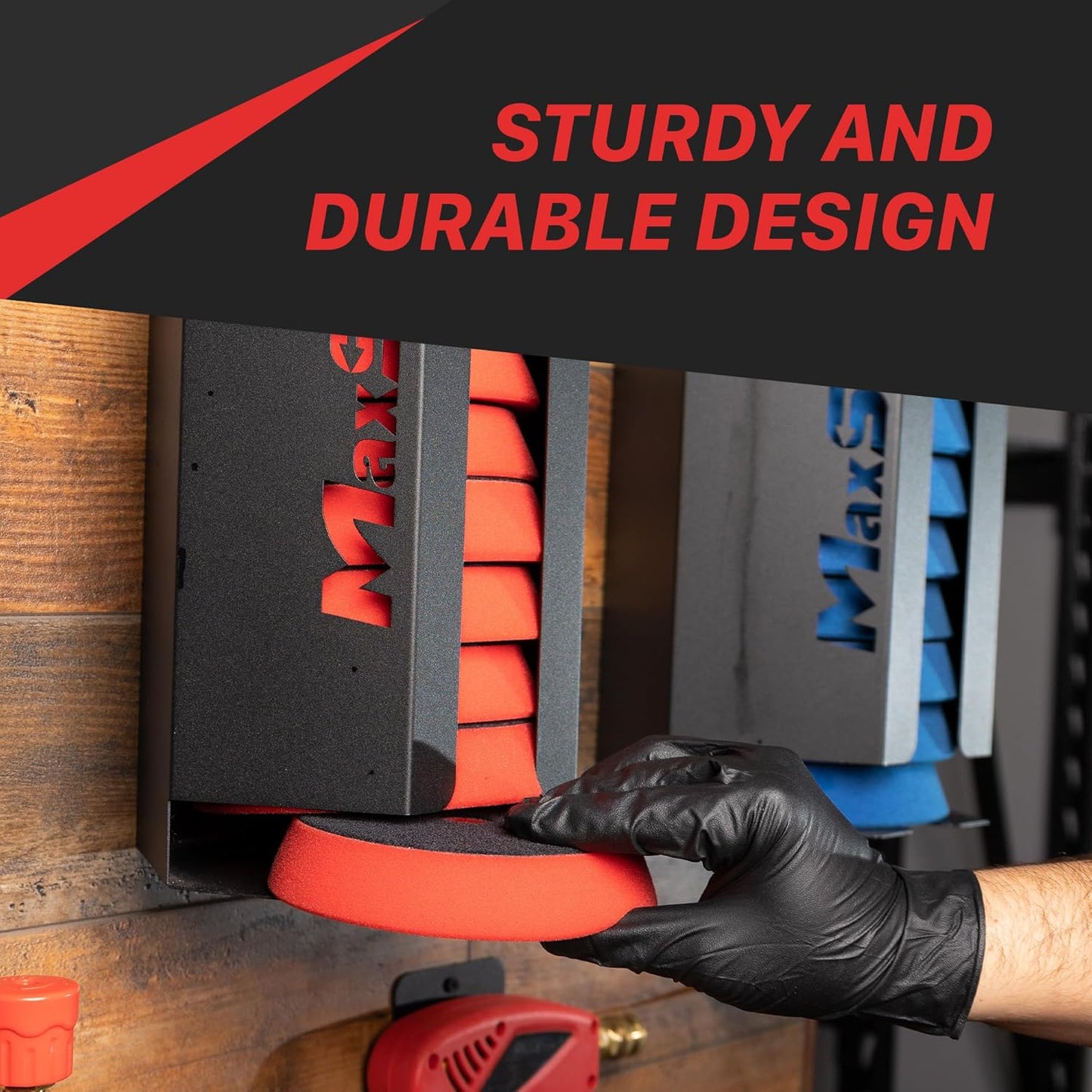 Maxshine 5" Universal Foam Pads Mini Holder – Wall-Mounted Organizer for 6+ Polishing Pads – Compact, Durable & Anti-Corrosive – Space-Saving Design for Garage & Mobile Car Detailing