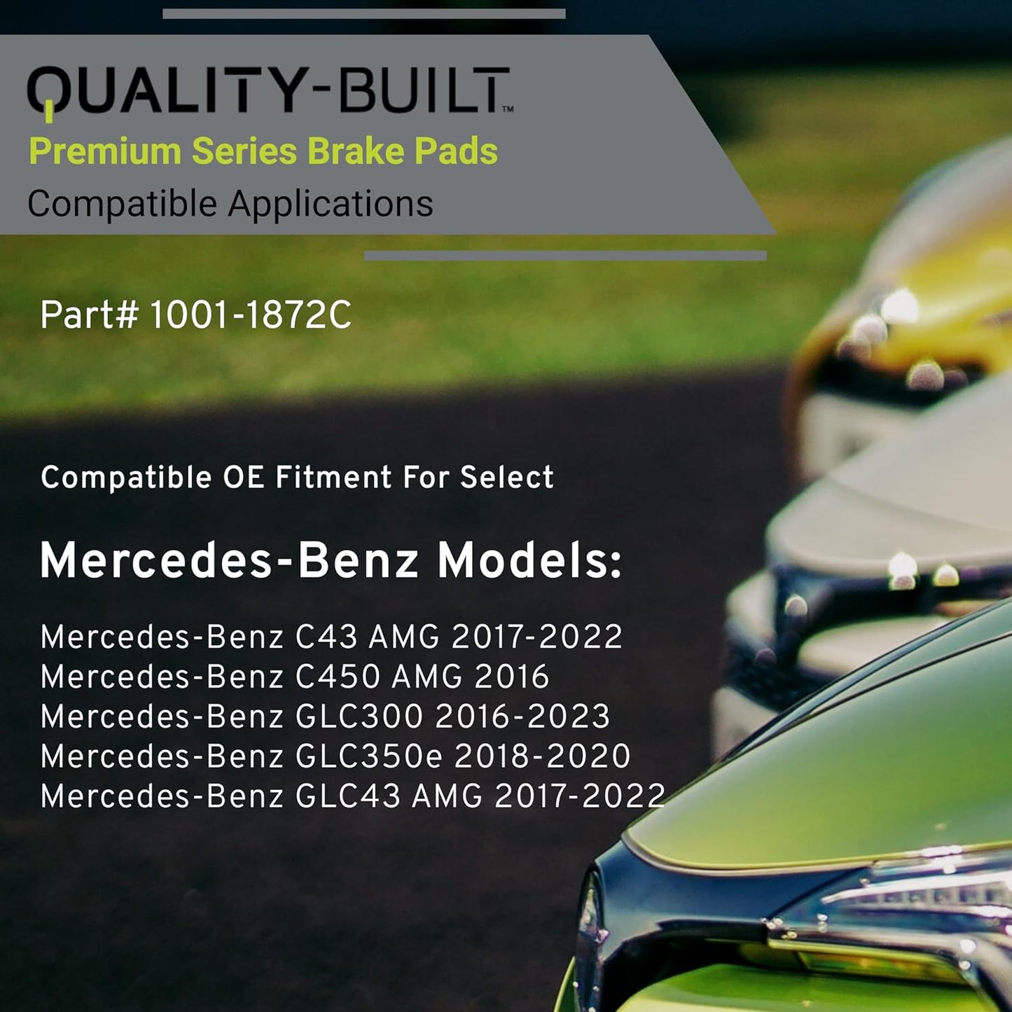 Premium Ceramic Rear Brake Pads (1001-1872C) Compatible with Mercedes-Benz C43 AMG 2023-2017, C450 AMG 2016, GLC43 AMG 2022-2017, GLC300 2022-2016, GLC350e 2020-2018