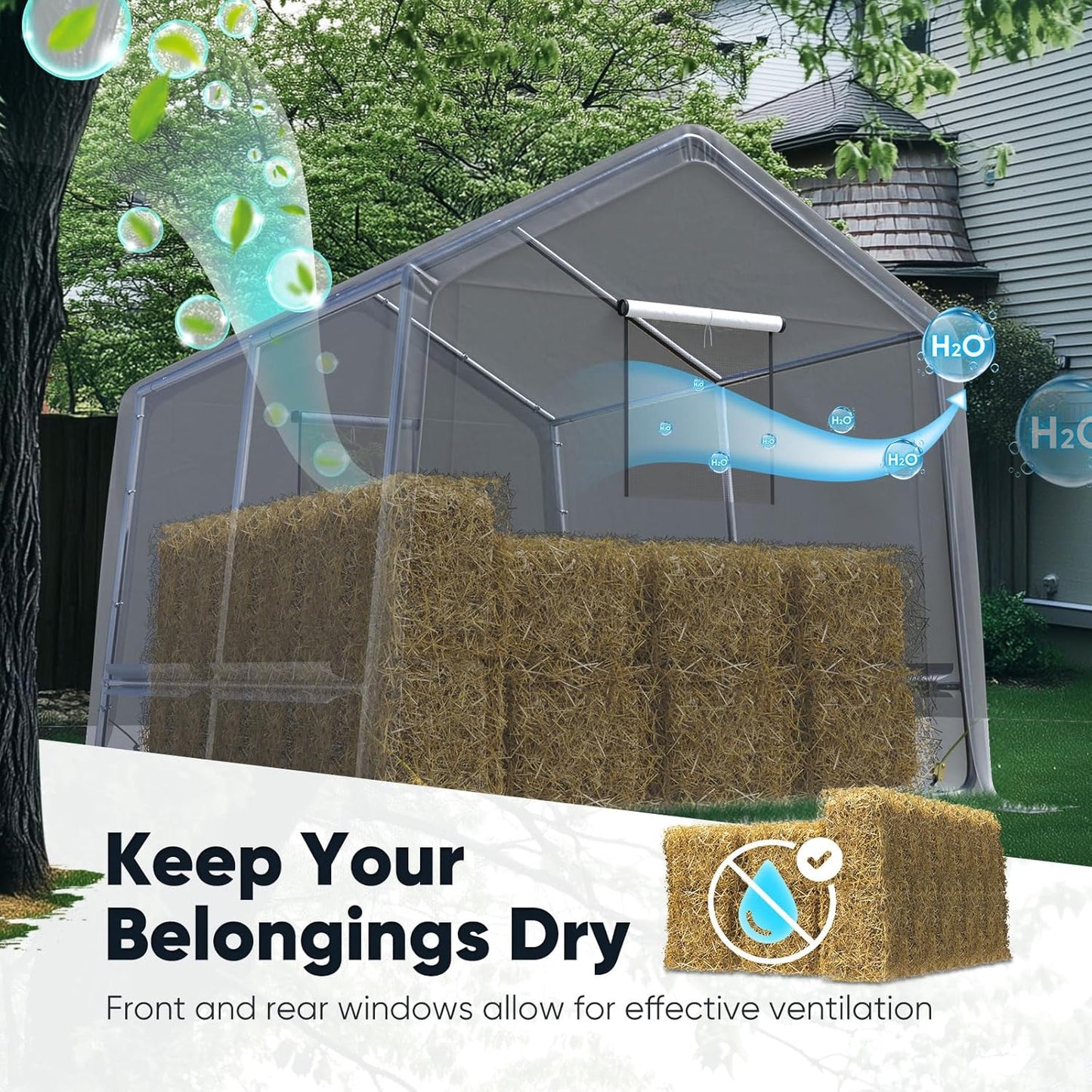 Quictent Heavy Duty 8x10FT Carport Shelter with Roll-Up Mesh Windows & Reinforced Frame, Portable Garage Canopy for Motorcycle Storage, Outdoor Equipment, Patio Furniture Cover - Dark Gray