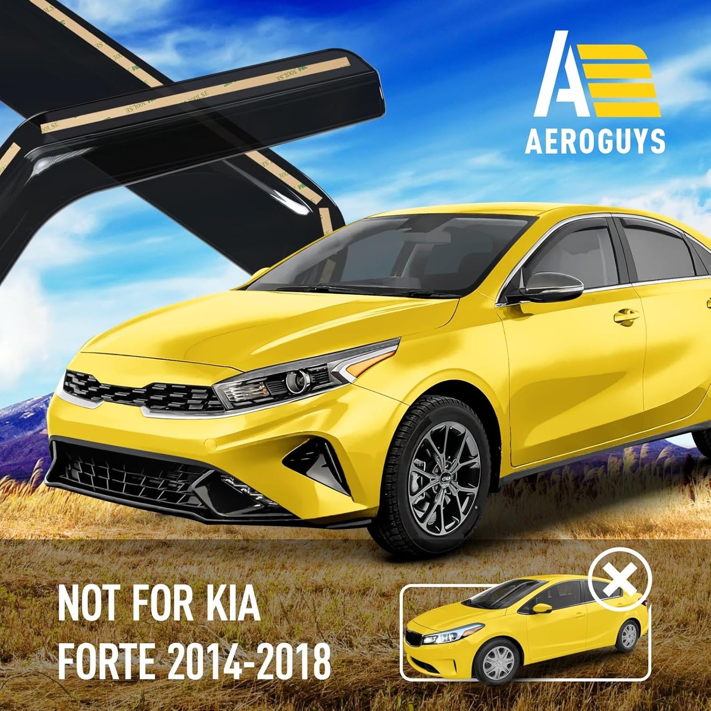 Extra Durable Window Deflectors in-Channel Window Visors Rain Guards Fit for Kia Forte 2019-2025, Sun Visors, Wind Vent for Shades, Exterior Car Accessories - 4pcs. AG0769