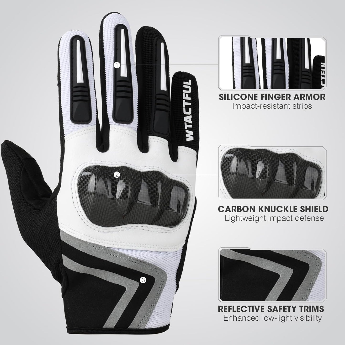 WTACTFUL Lightweight Motorcycle Gloves for Men, Touchscreen Summer Breathable Gloves for Motocross Casual Riding