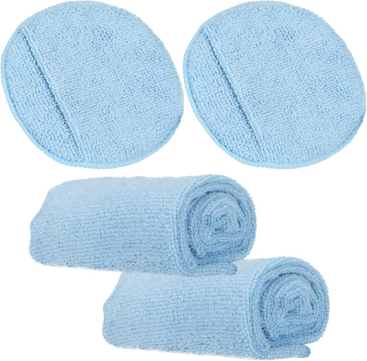 Leather CPR Microfiber Applicator Sponge (2) & 2 pcs 16in Towels - Use for Applying Conditioner and Cleaner to Car Interiors and Furniture