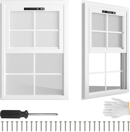 2 Pack 12" x 18"Shed Window, with Tempered Glass and Fiberglass Screen for Shed, Chicken Coop, Playhouse, Household, Garage