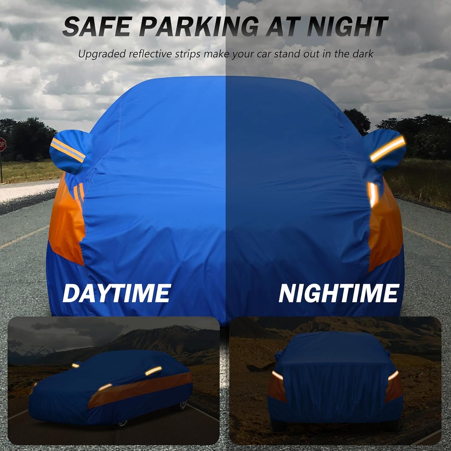 Heavy Duty Outdoor Car Cover Windproof All Weather Waterproof Sun Rain UV Dust Snow Protection Outdoor,Fit Audi e-tron GT,BMW 3/5 Series,Dodge Challenger/Charger etc.Size C5