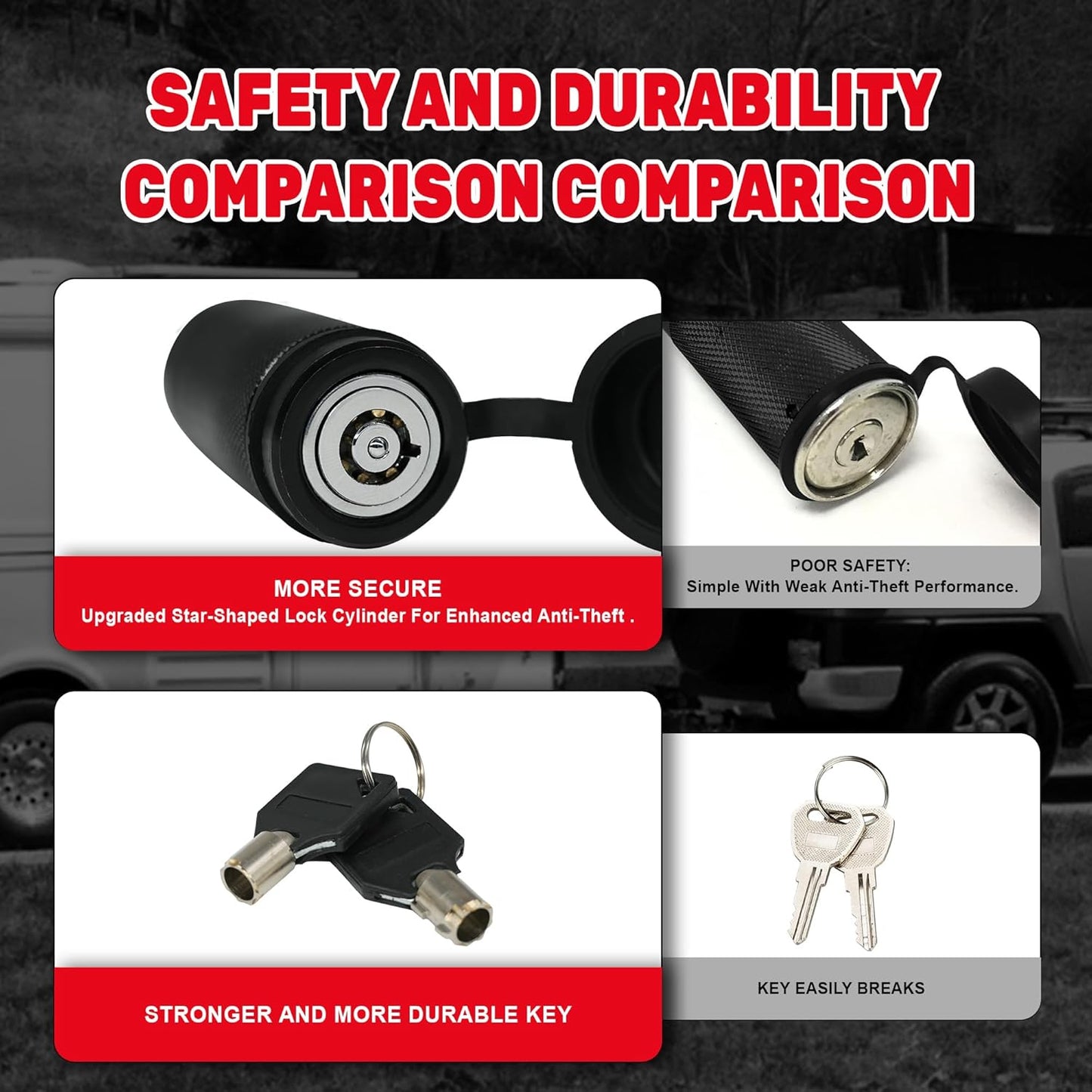 TYT Trailer Hitch Lock – 5/8" Dia, 3-1/2" Long Pin, Fits Class III/IV/V Hitches, 4 Keys, 16 O-Rings, Keyed Alike, Ideal for Tow Trucks, Bikes, Cars & Boats（2 Pack）