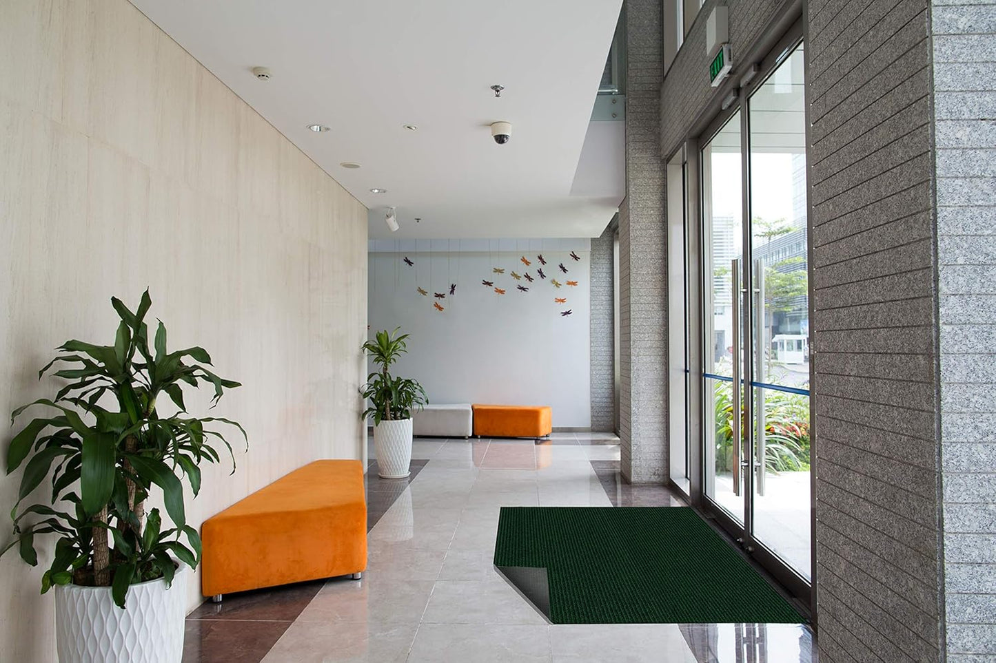 KOECKRITZ Heavy Duty Durable All Weather Indoor/Outdoor Non Slip Entrance Mat Rugs and Runners for Office Business Building Home Garage Front Door (4' x 16', Green)