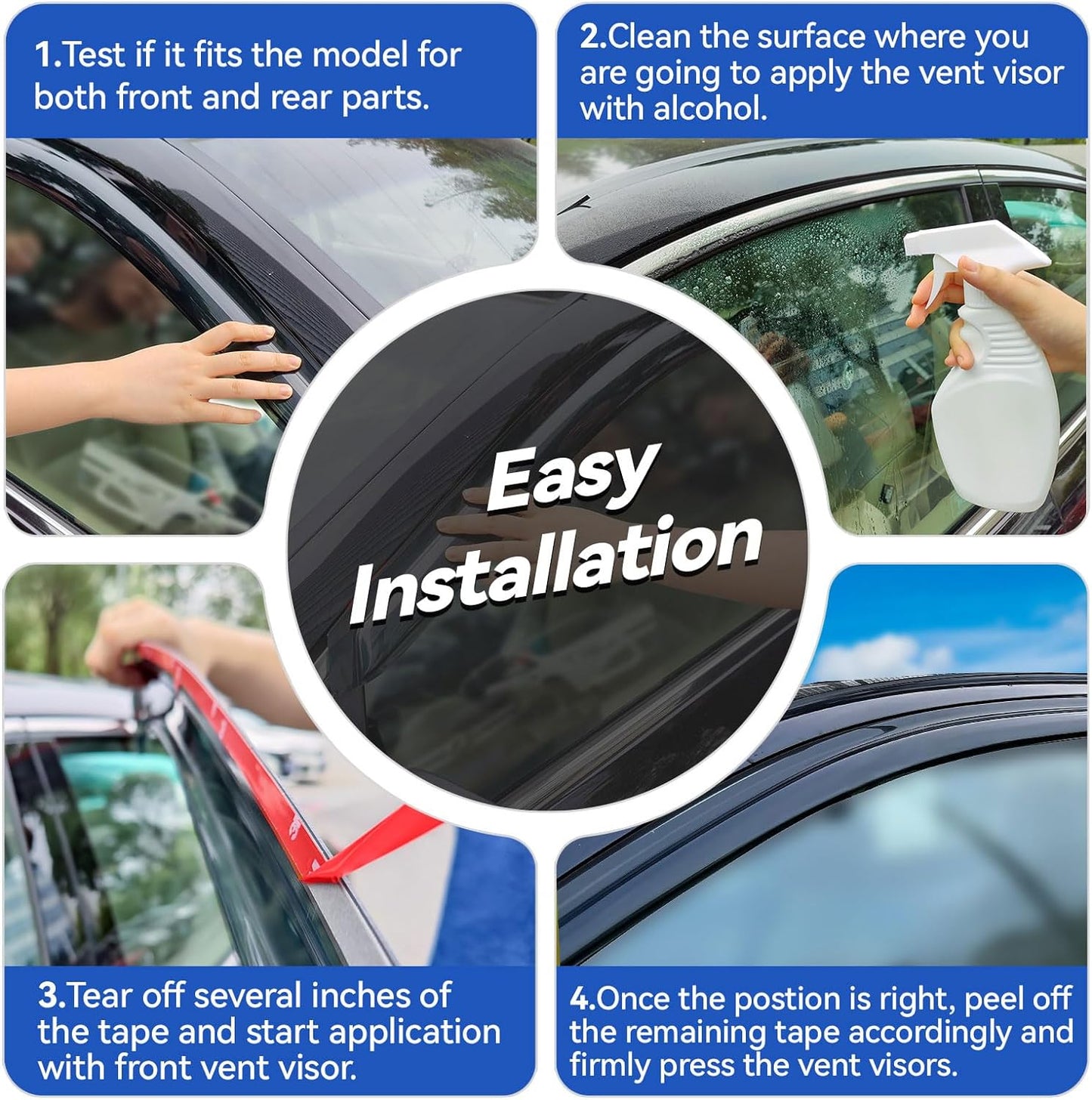 Window Visors Rain Guards for 2014-2018 Mazda 3 Sedan, Out-Channel Window Vent Wind Deflectors Visors Shades for 14-18 Mazda 3 Hatchback