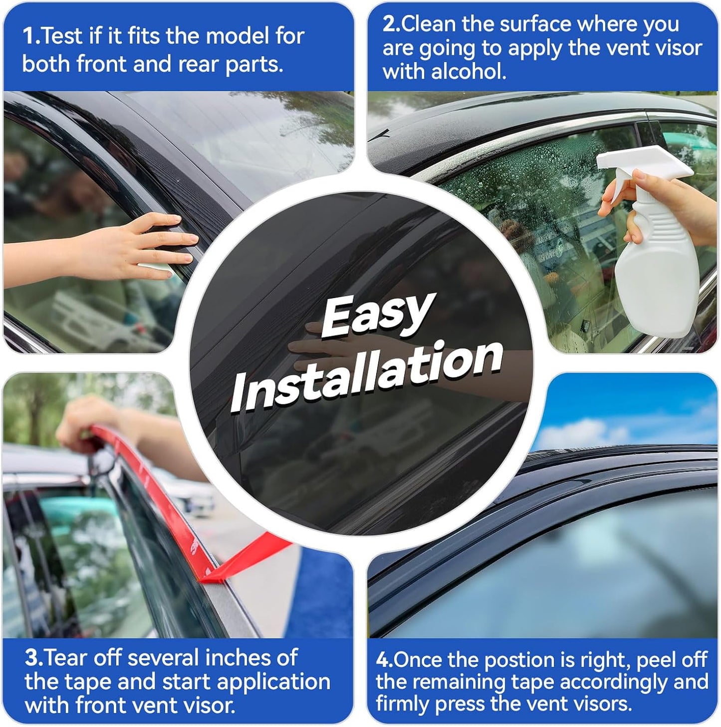 Window Visors Rain Guards Shield for 2010 2011 2012 2013 Mazda 3 Hatchback, Out-Channel Window Vent Wind Deflectors Visors Shades for 10 11 12 13 Mazda 3 Hatchback (NOT for Mazda 3 Sedan)