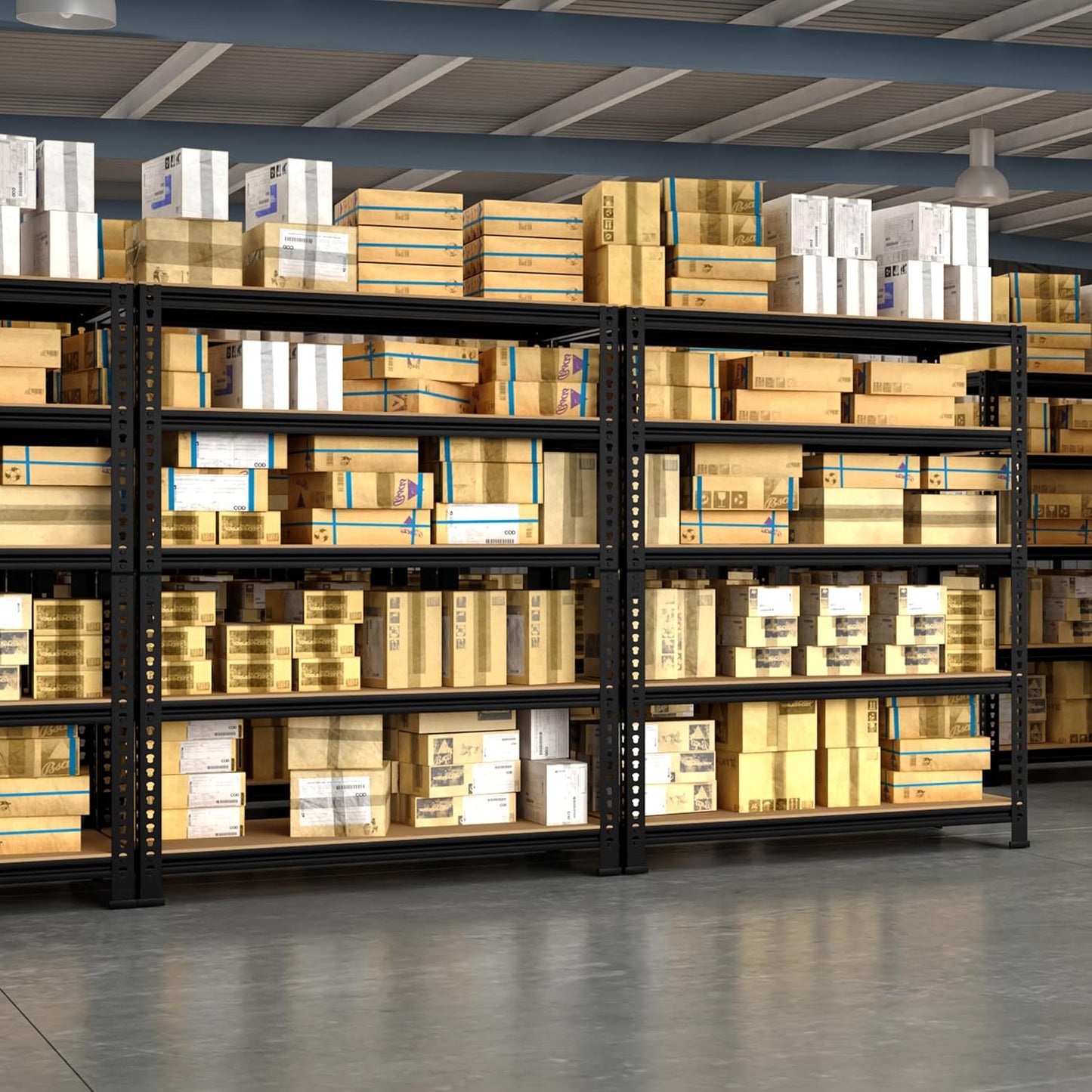 5-Shelf Heavy Duty Shelving - Adjustable Garage Storage Shelves, Metal Utility Storage Racks for Warehouse Pantry Basement Kitchen, Garage Organizers Shef Unit, Black, Packs of 3