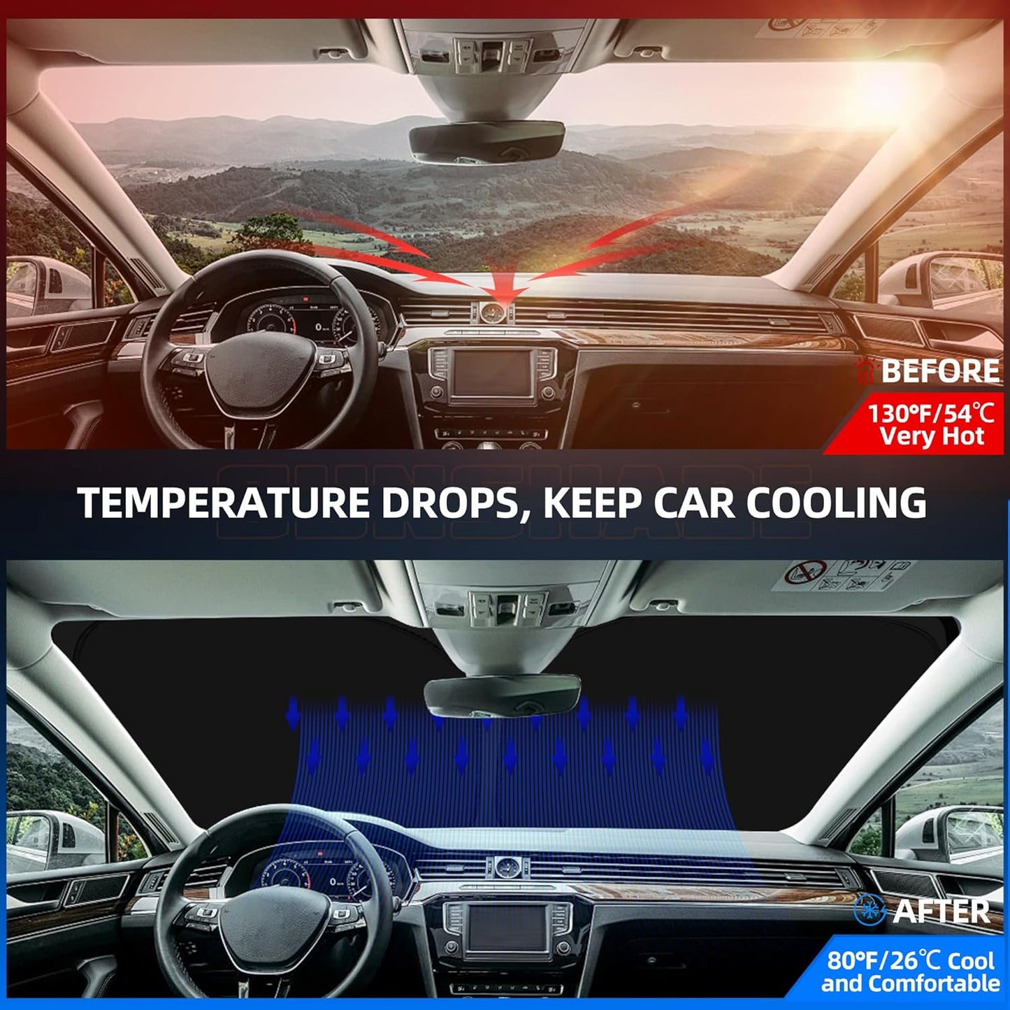 Windshield Sun Shade for Honda Odyssey (LX EX EX-L Touring Elite Minivan) 2011-2017 Foldable Sunshade Custom Fit Front Window Car Interior Accessories Protector Blocks UV Rays