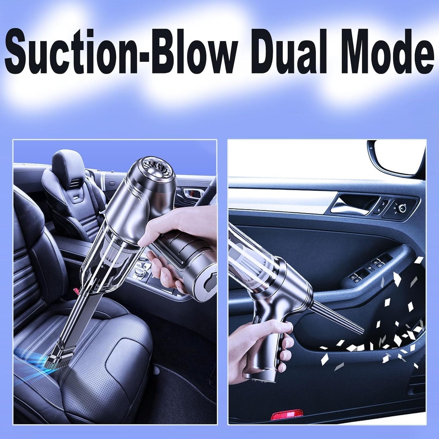 Vortix Smart Car Vacuum/Air Blower,Vortix Electric Air Duster & Vacuum,12000pa High Power Brushless Motor Wireless Handheld Car Vacuum Cleaner with Washable Filter & Storage Bag (Black)