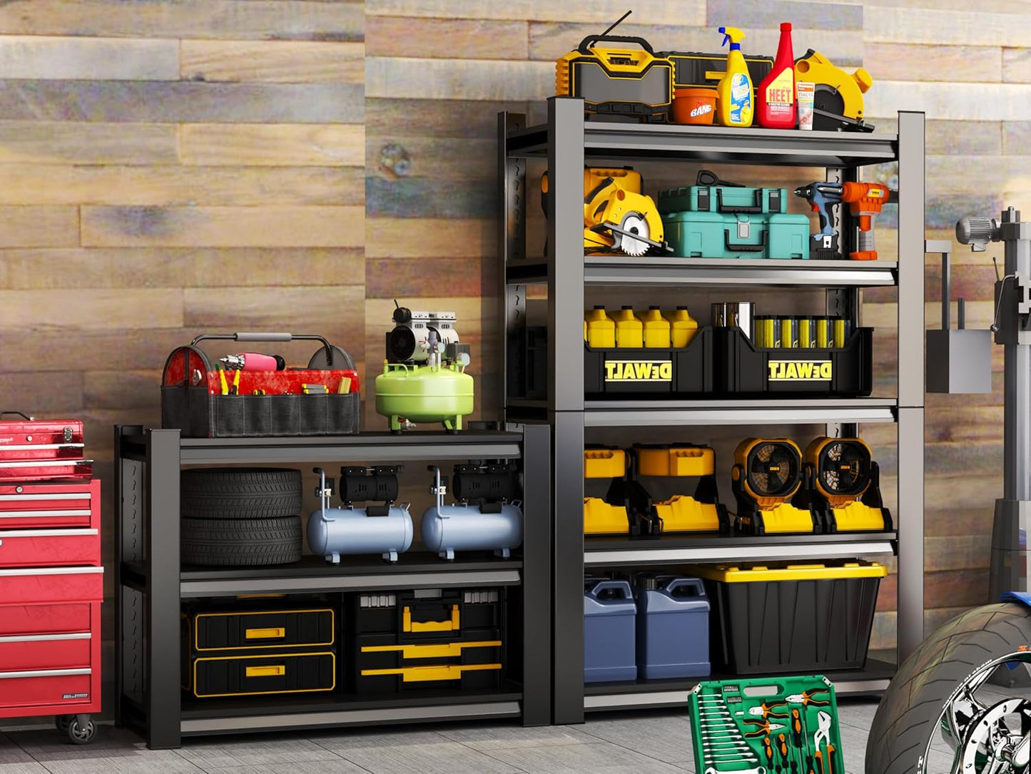 Metal Garage Shelving Unit, Heavy Duty 3-Tier Adjustable Storage Rack, Steel Shelving, Industrial Shelves for Heavy Tools and Equipment (3-Tier 32" H x 40" W x 14" D)