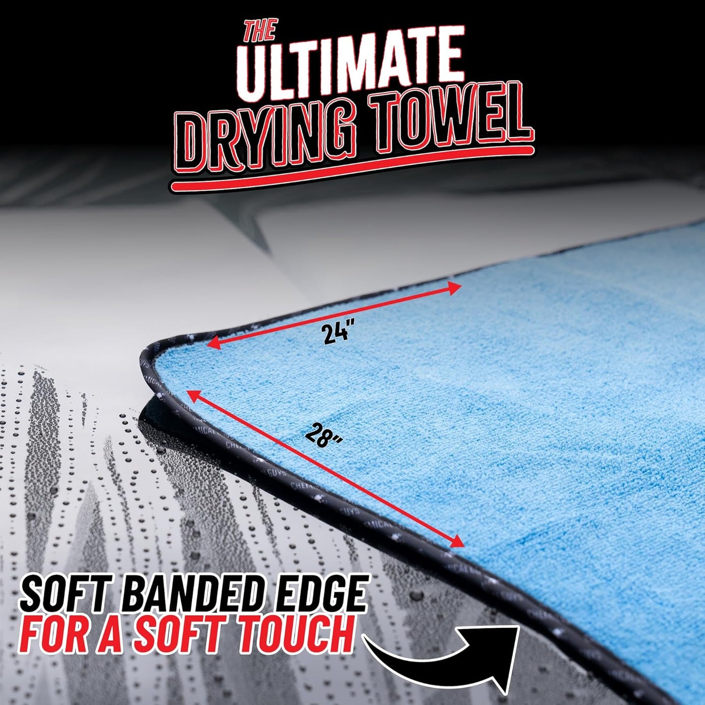 Chemical Guys Thirst Trap Microfiber Chamois Towel, Safe for Cars, Trucks, SUVs, RVs, Motorcycles, & More, 24"x28" (Blue) 2 Pack