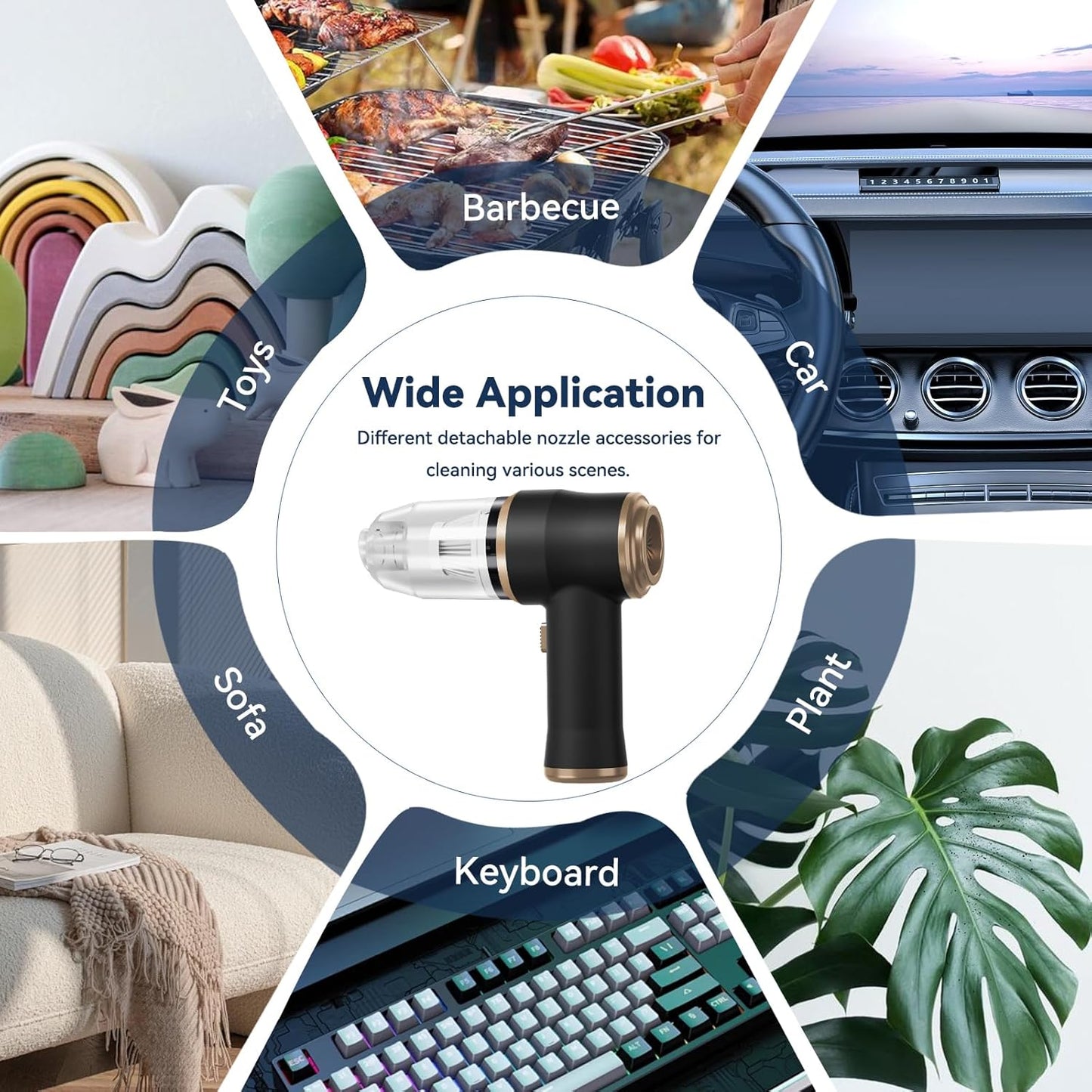 Mini Car Vacuum Portable Cordless Handheld Vacuum Cleaner and Air Duster 2 in 1 with Multi-Nozzles for Car, Computer, Sofa, Office, Pet, Home