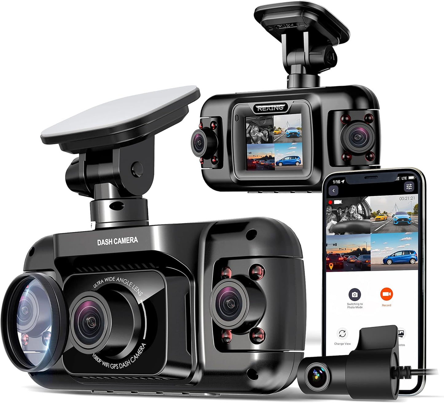 R4-4 Channel Dash Cam W/All Around 1080p Resolution, Wi-Fi, GPS, IR Night Vision, Parking Mode, Collision Detection, Type-C Port