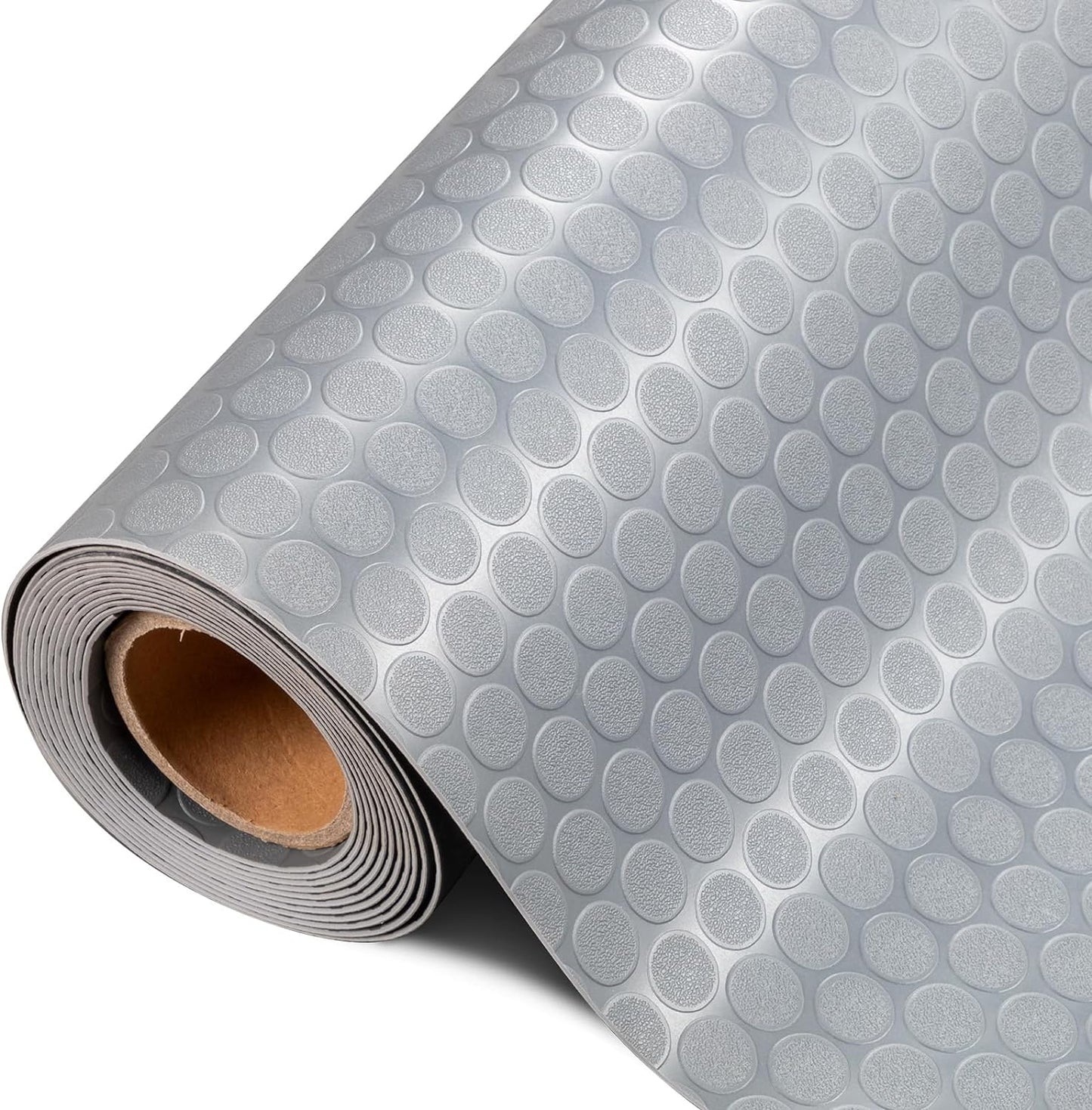 TUFFIOM 7.5x17 FT Garage Floor Mat, Coin Plate Sheet PVC Roll for Under Car Parking Protect, RV Trailer Flooring, Water/Stain Resistant Floor Runner