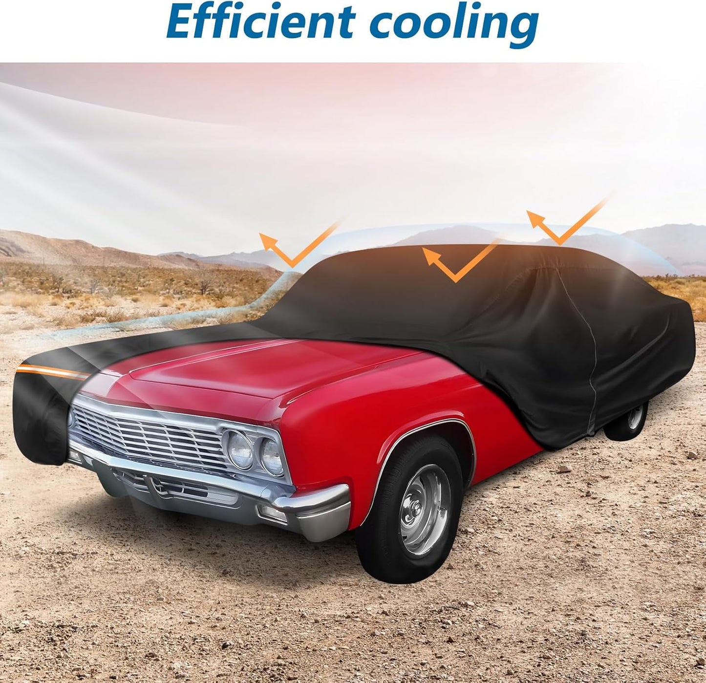 Car Cover for Chevy Caprice 2/4 Door Coupe/Sedan 1966-1996, Waterproof 210D Oxford Cloth and Cotton Cover Outdoor Full Car Covers with Zipper Windproof Heavy Duty All Weather Protectio