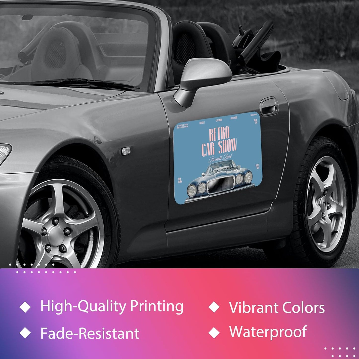 Custom Car Magnet for Business 2 Pack | Personalized Logo, Text, and Image Reflective Magnetic Signs for Vehicles | Effective Advertising Signs | Various Size | Weather-Resistant - 16x23in