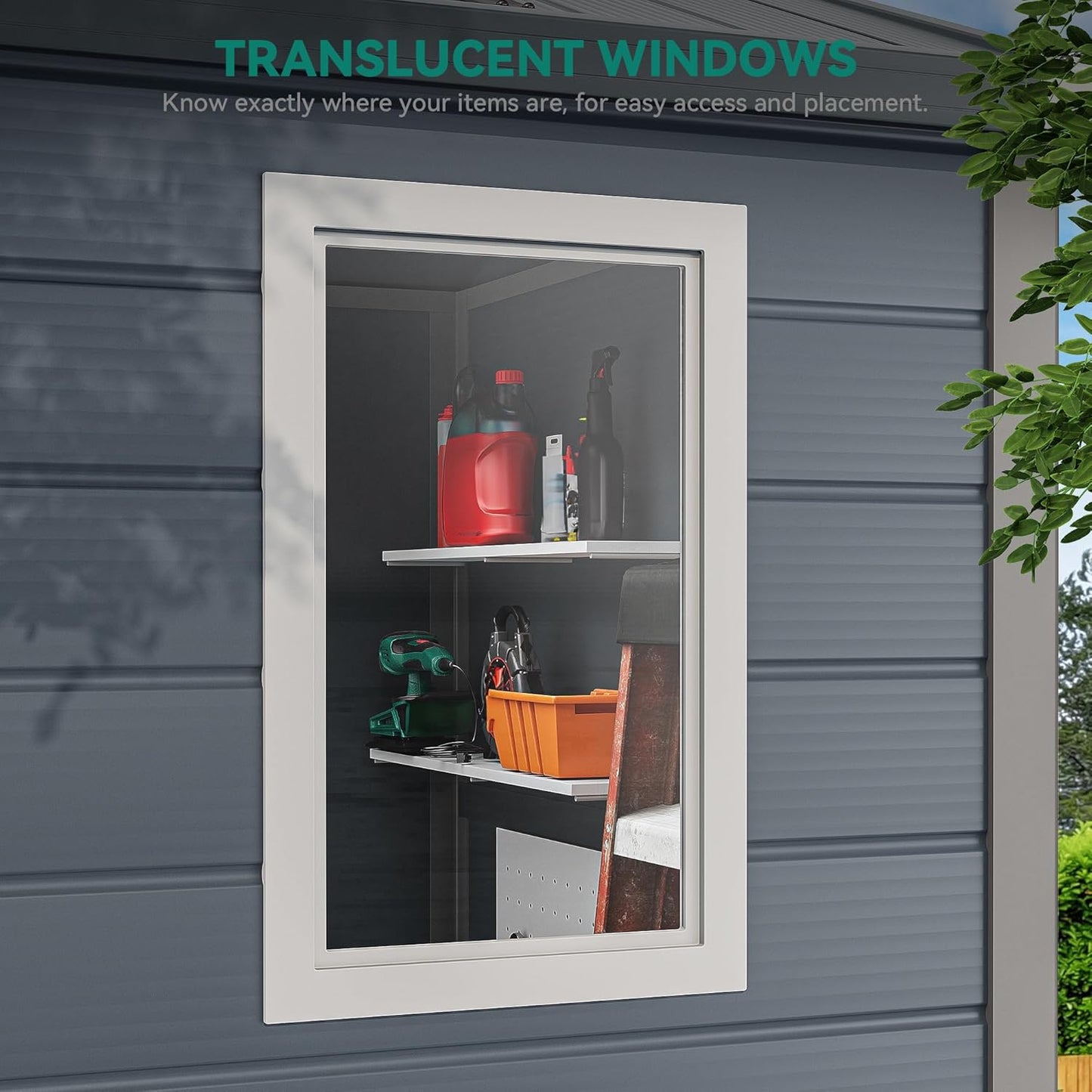 YITAHOME 8x6.2FT Outdoor Storage Shed w/o Floor, All-Weather Plastic Shed with Lockable Doors, Window & Vents, Plastic Tool Shed for Backyard, Patio, Poolside, Lawn, Gray