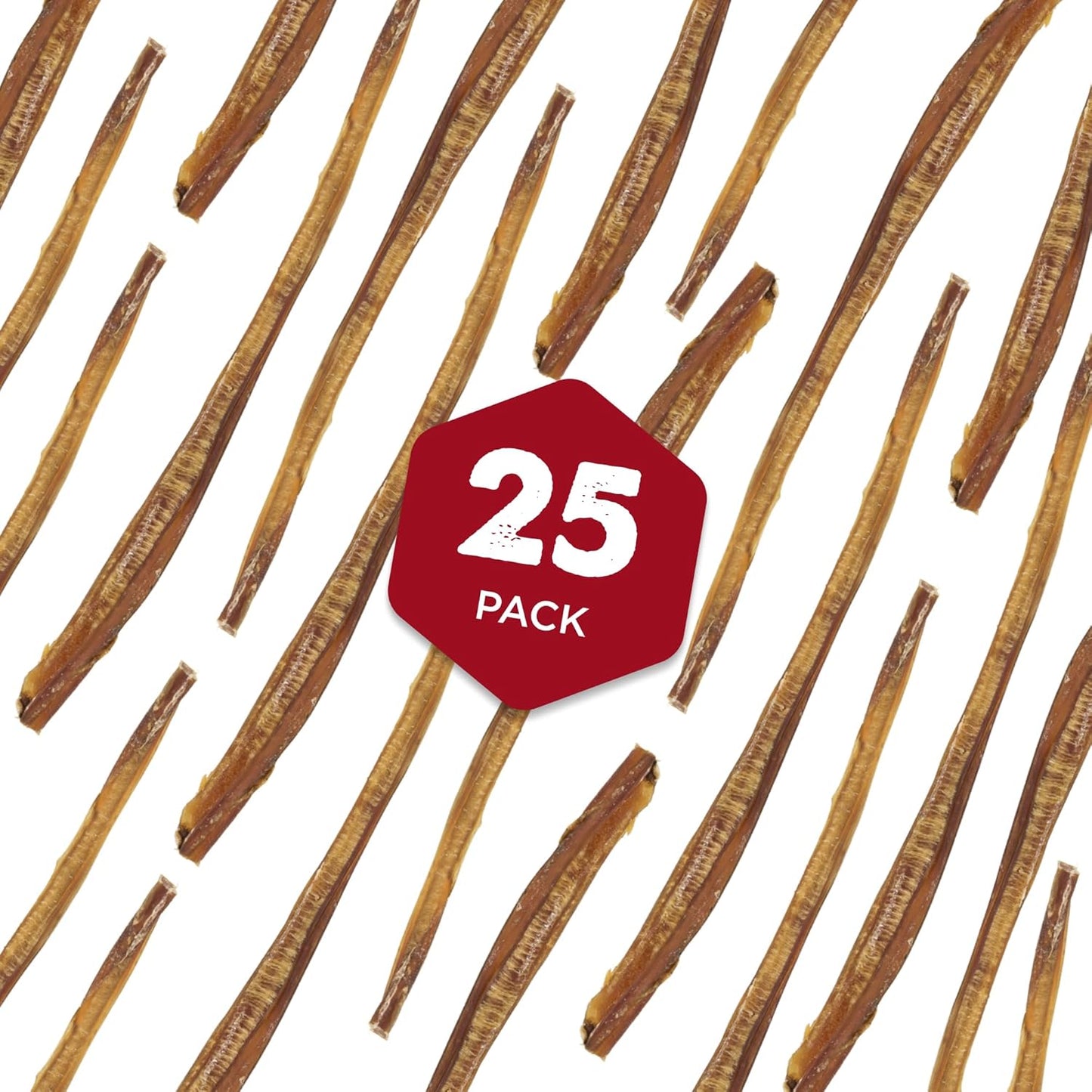 Best Bully Sticks 12 Inch Bully Sticks for Dogs - 25 Count (Pack of 1) - Natural, Easily Digestible, 100% Grass-Fed, Grain and Rawhide Free