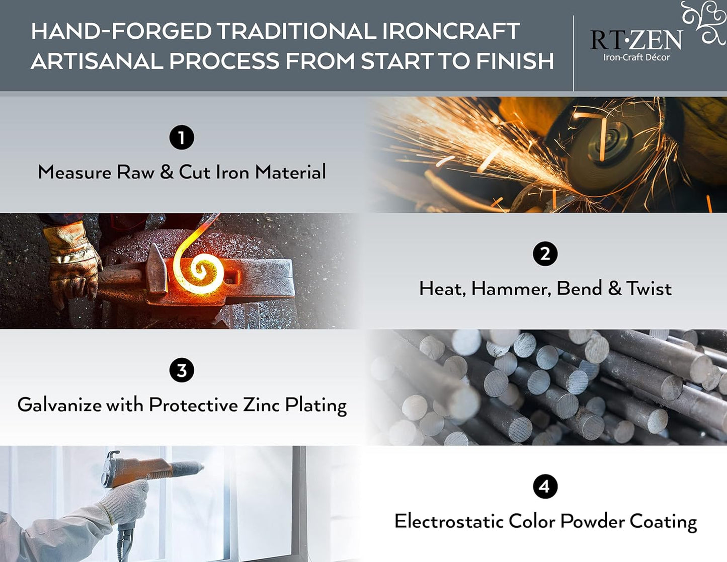 RTZEN Plant Hangers Outdoor or Indoor - Wrought Iron Metal Hanger Indoor Hook - Heavy Duty Wall Bracket Hooks for Hanging Plants Baskets Lanterns Wind Chimes - 2 Pack (Black Swirl Hooks)