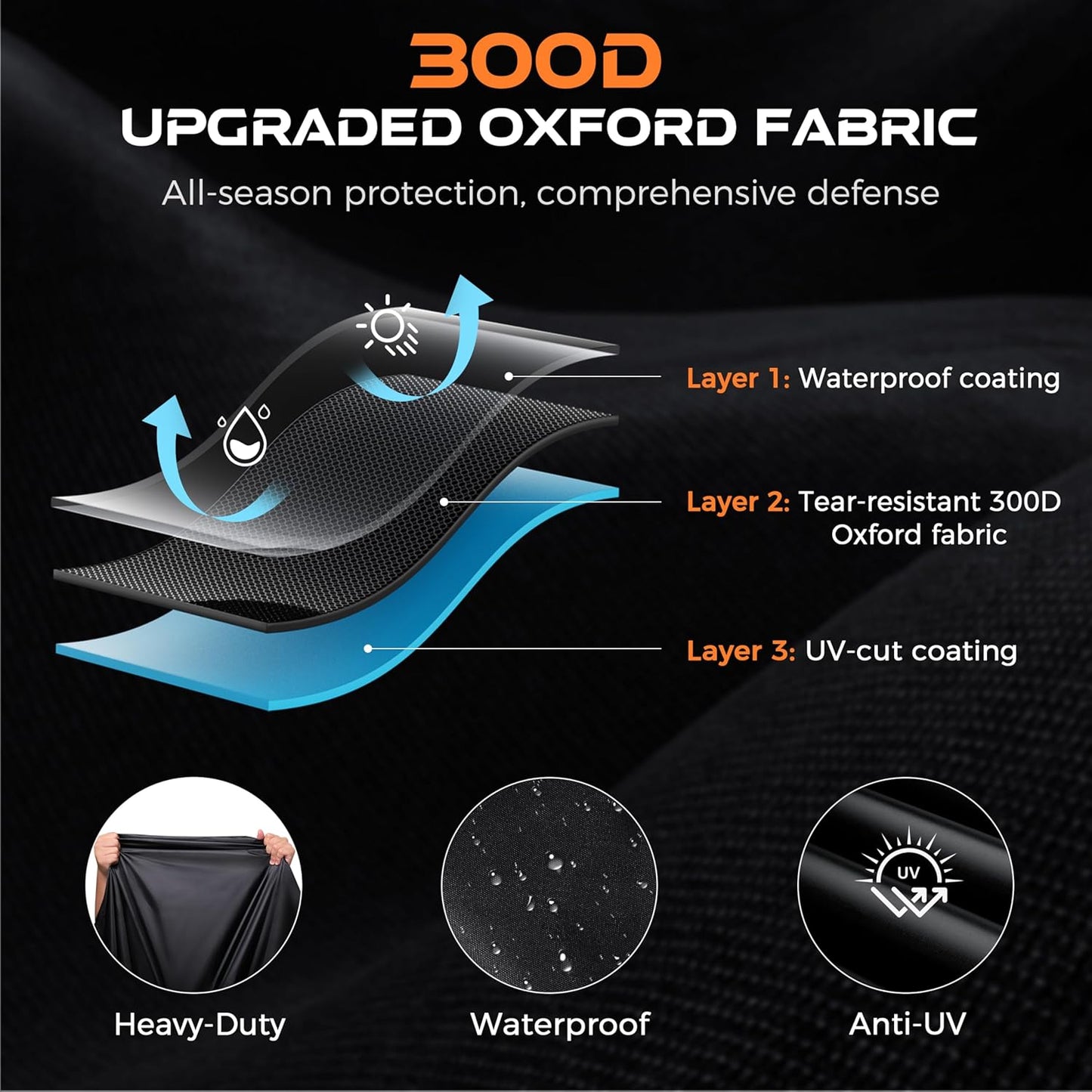 Motorcycle Cover Waterproof Outdoor, 300D Heavy Duty, UV & Rain Resistant, 3 Wind-Resistant Buckles, Dual Lock Holes, Includes Storage Bag, Fits Most Motorcycles up to 96.5",Silver