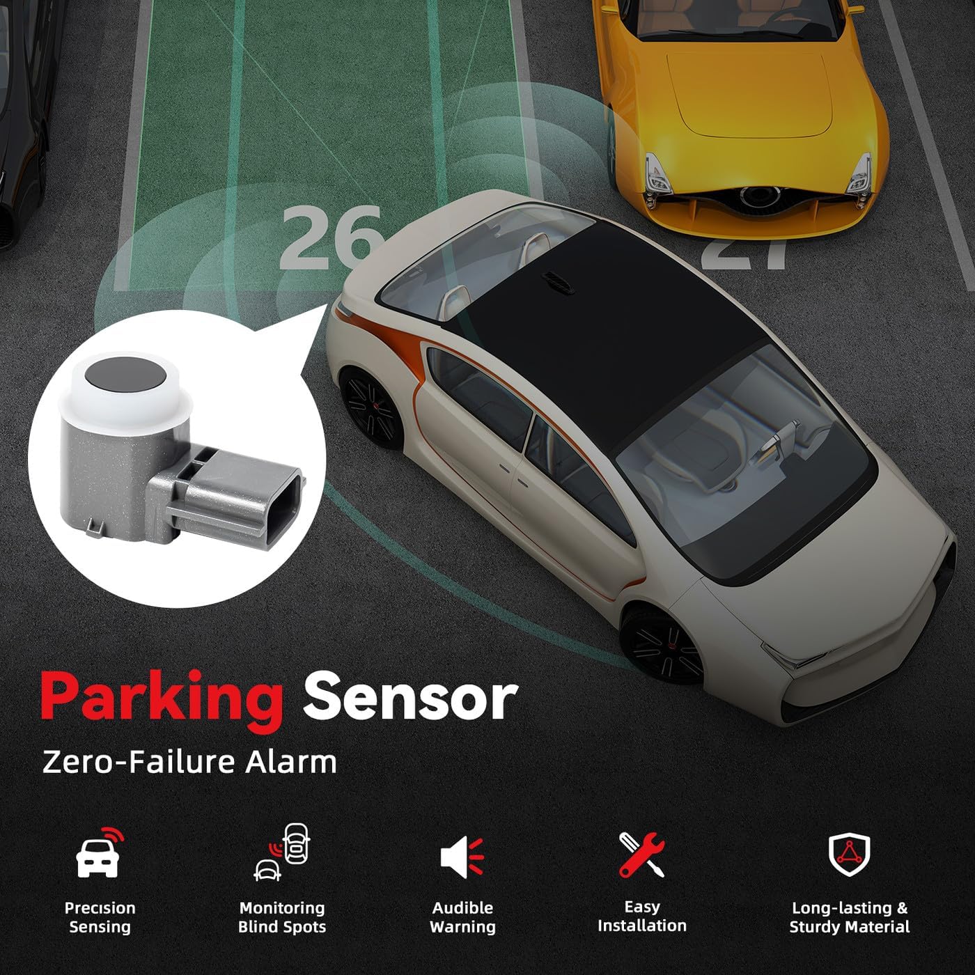 4pcs PDC Bumper Parking Aid Assist Sensors Backup Reverse Radar - Compatible with Nissan Altima Armada Pathfinder Maxima Titan XD Infiniti Q50 Q60 Q70 Q70L QX50 QX60 QX80-284383SH0B 284383TA2E