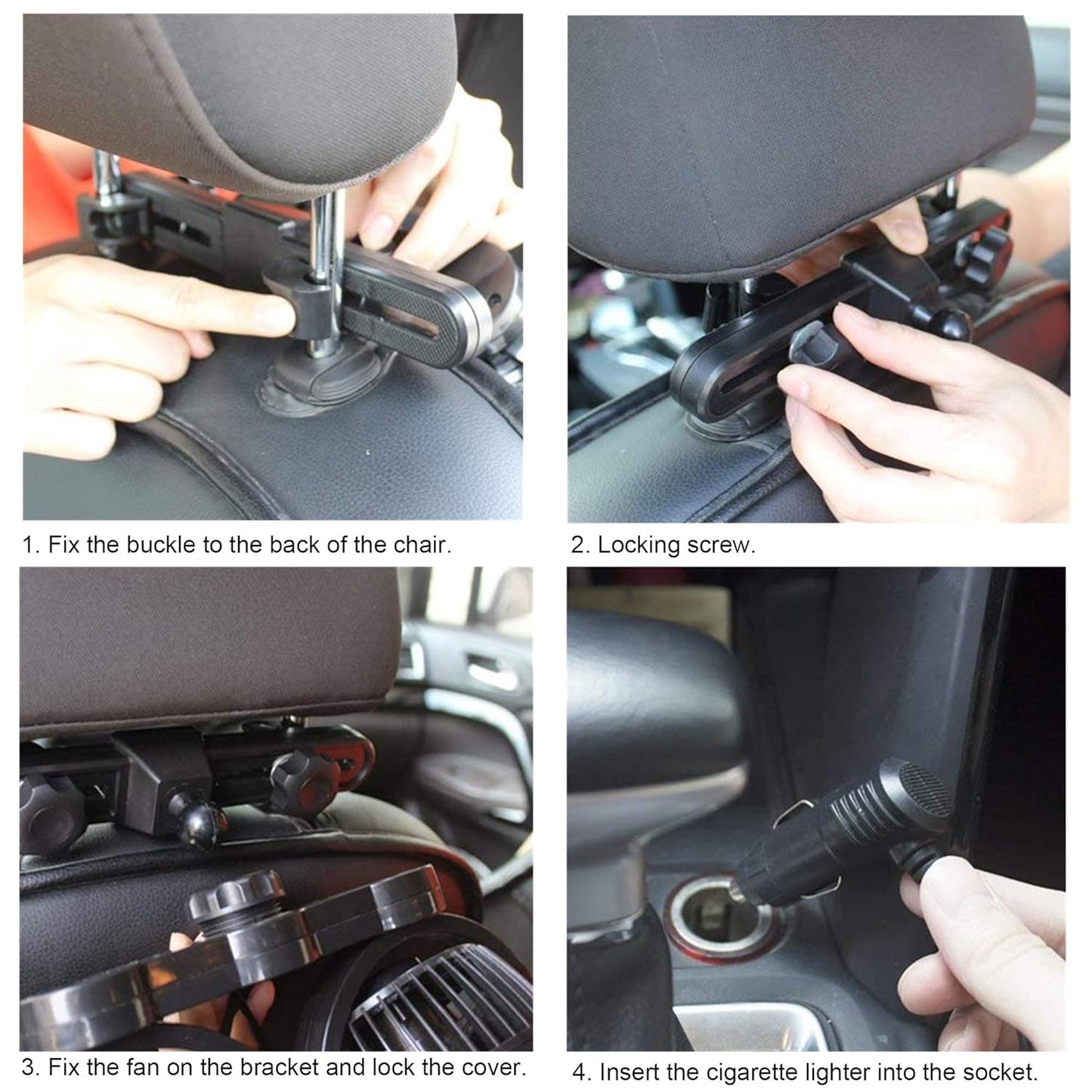 Car Fan for Backseat Auto 12V Electric Cooling Fan Portable Car Seat Headrest for Sedan SUV RV Boat, with 360° Rotatable Dual Head, Stepless Speed Regulation, Cigarette Lighter Plug