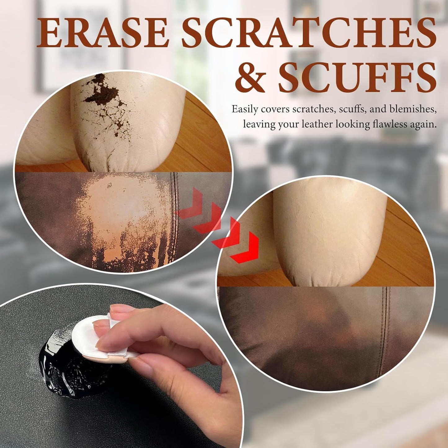 Leather Recoloring Balm Leather Color Restorer Scratch Repair Leather Paint for Furniture Couches Car Seats Shoes Bags Leather Dye and Scratched Leather with Leather Conditioner - Black