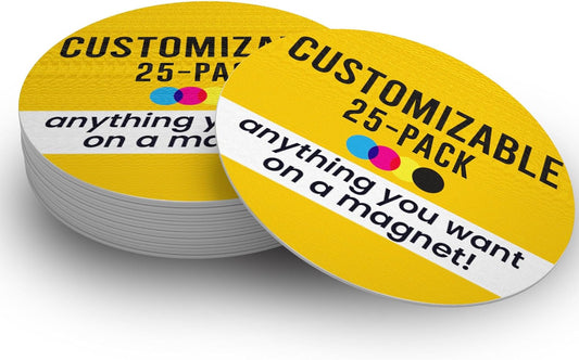 Magnet Me Up Customizable 30 Mil Round Magnet- 6”, 25 PK Weatherproof Car Magnet for Businesses, Sports Teams, Fundraiser, Personal Expression- Custom Text & Logo- Strong Magnetic Vinyl for Vehicles