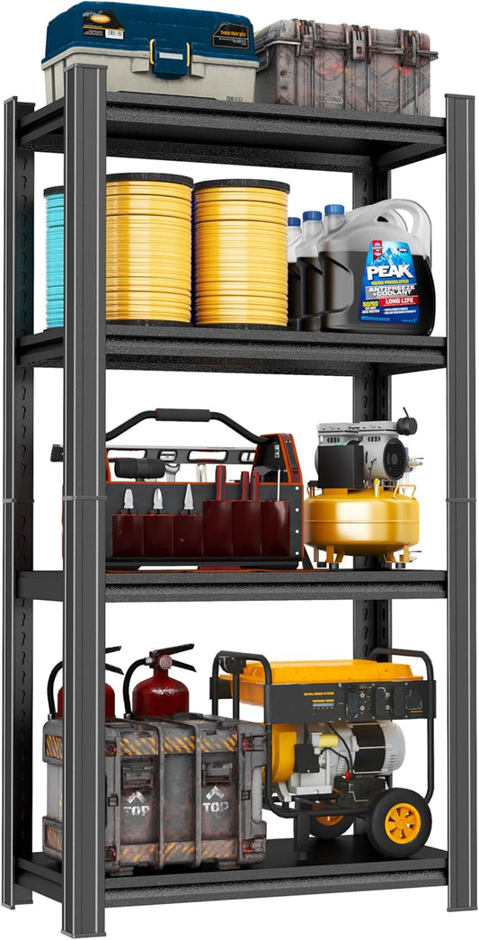 Metal Garage Shelving Unit, Heavy Duty 4-Tier Adjustable Storage Rack, Steel Shelving,2000 lbs Capacity, Industrial Shelves for Heavy Tools and Equipment (4-Tier 54" H x 28" W x 14" D)
