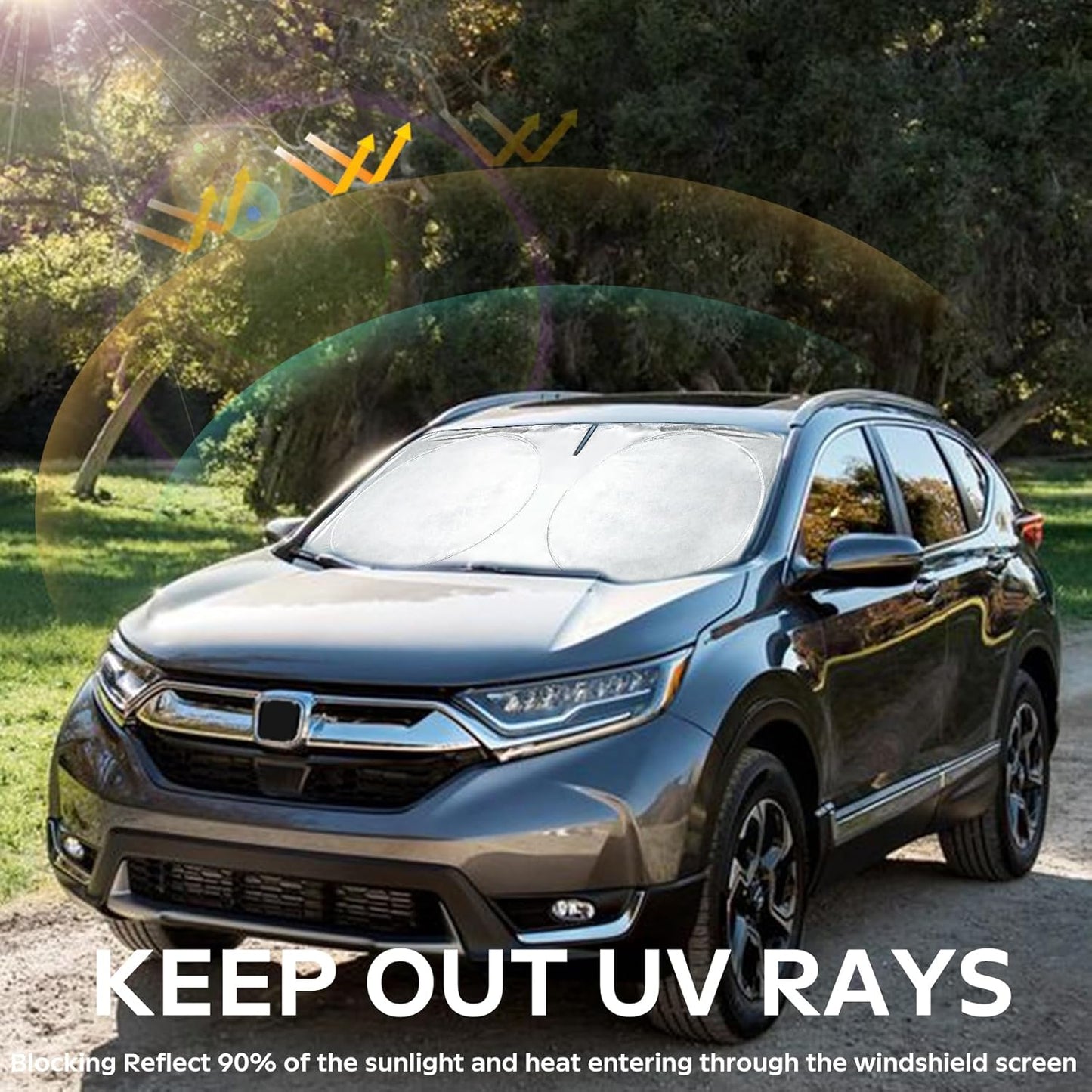 INSAUTO for 2026 CRV Windshield Sun Shade Sunshade Foldable Custom Fit 2023 2024 2025 Honda CR-V Accessories Windshield Cover Front Window Shield Blocks UV Rays and Heat Car Interior Protector