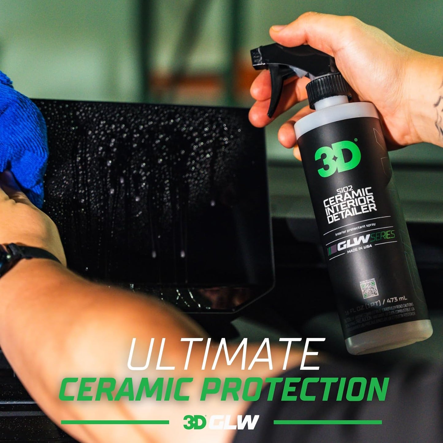 3D SiO2 Interior Detailer, GLW Series | Ultimate Deep Cleaning | Ultra Ceramic Protectant |Safe on Leather, Vinyl, Plastic & More | Removes Dust, Dirt, Grease | DIY Car Detailing | 64 oz