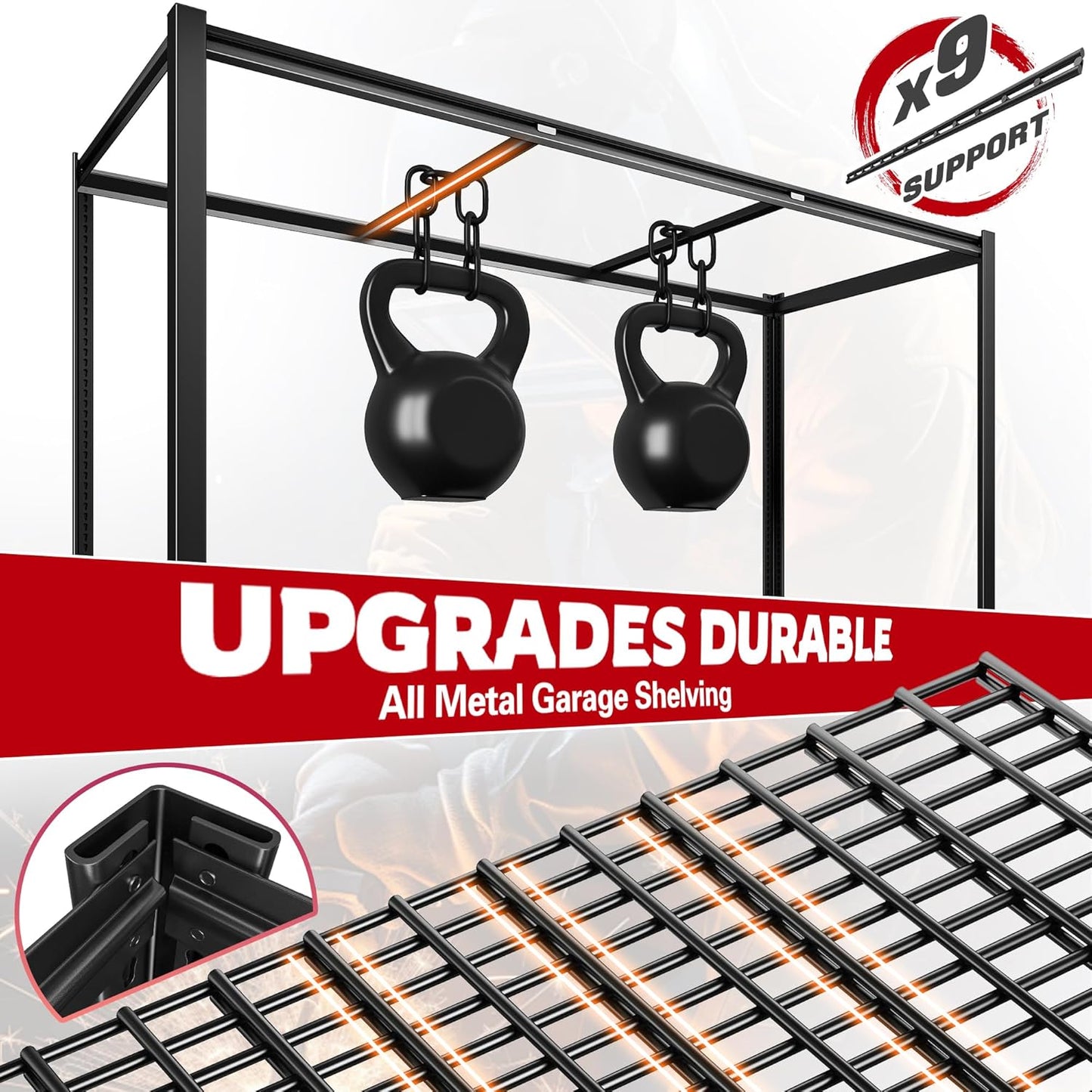 REIBII 60" W Garage Shelving, 2900LBS Storage Shelves, 6 Tier Heavy Duty Shelving, Adjustable Metal Shelving Units and Storage Rack for Warehouse, Pantry, Basement, 60" W x 84" Hx 24" D, 4 Pack