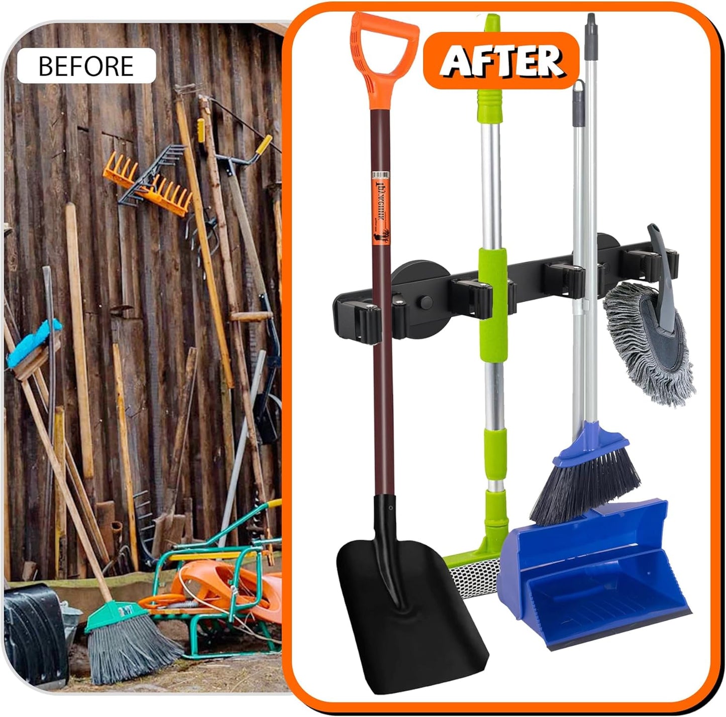 Magnetic Broom Holder Rack,Strong Magnetic Mount Mop Holder 4 Racks for Cleaning Tools,Non-slip Magnetic Tool Holder Broom Hooks for Apartment RV Camper Garage Kitchen