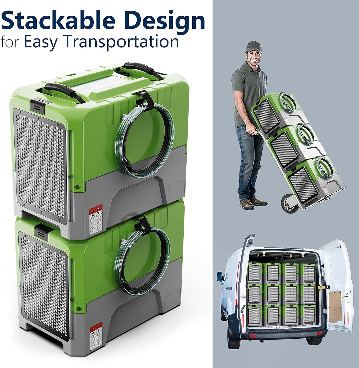 ALORAIR App Control Commercial Dehumidifier With Pump Industrial Dehumidifiers with Drain Hose, for Water Damage Restore, Flood Repair, Large Space, Job Sites (Green)