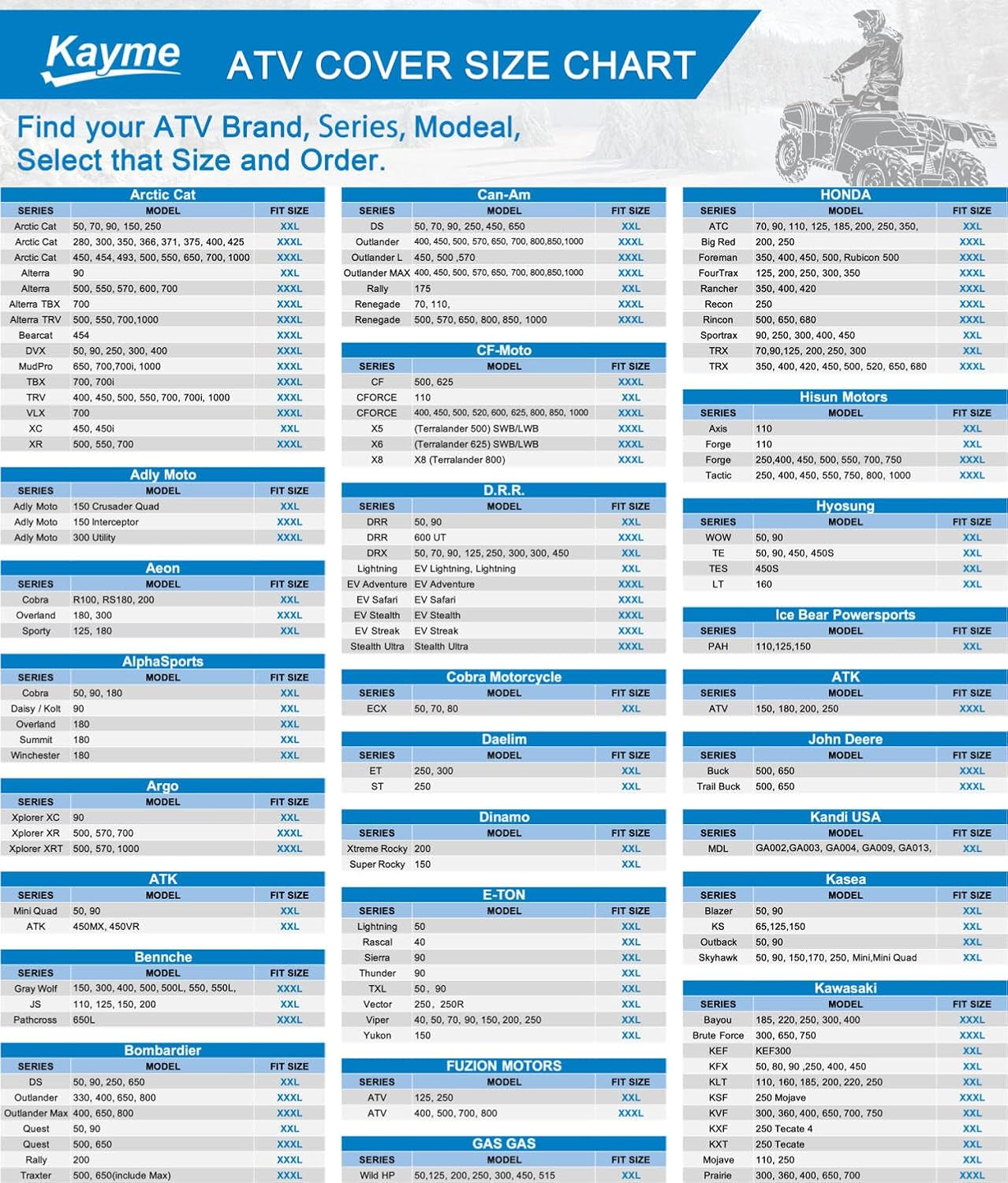 Kayme ATV Cover Waterproof Outdoor Heavy Duty, 4 Wheeler Quad Cover All Weather Rain Snow UV Protection, Fits for Kawasaki, Polaris, Honda, Can-Am,Yamaha, Arctic Cat, Suzuki Etc. (100x43x48 inch)