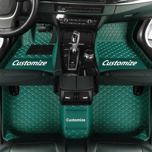 Custom Personalized Floor Mats for Cars，Luxury Full Coverage All Car Floor Mats，Anti-Slip Leather Car Mat Set ，Custom Floor Mats for 99% of Cars, Trucks & SUVs. (Green)