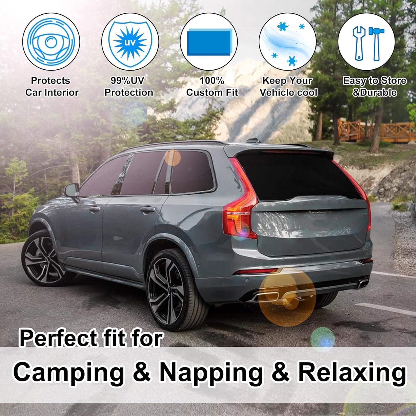 TINGLU Window Shades for Volvo XC90 2016-2024 2025 Accessories Car Side Full Windows Rear Triangular Windshield Sun Shade Sun UV Rays & Privacy Protection for Camping,Napping,and Relaxing 10PCS