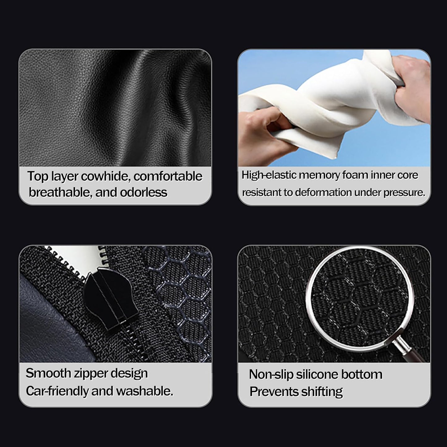 Car Center Console Cover pad Genuine Cowhide Leather,Black Armrest Box mat, Vehicle Arm Rest Cushion Protector,Memory Foam true cow Leather,Consoles Hand Rest Pillow(sizeC 15 x 10 x 2.2 inch)