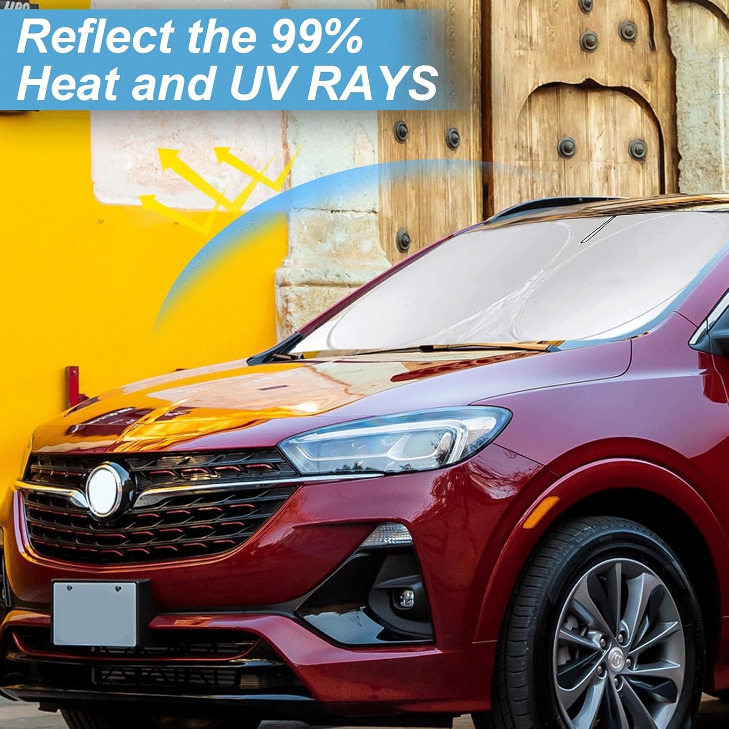 Custom fit Encore GX Windshield Sunshade for Buick Encore 2020 2021 2022 2023 2024 2025 Accessories Front Window Car Shade Cover for Windshield Sun Visor Screen Protector 210T Reflective Block UV Ray