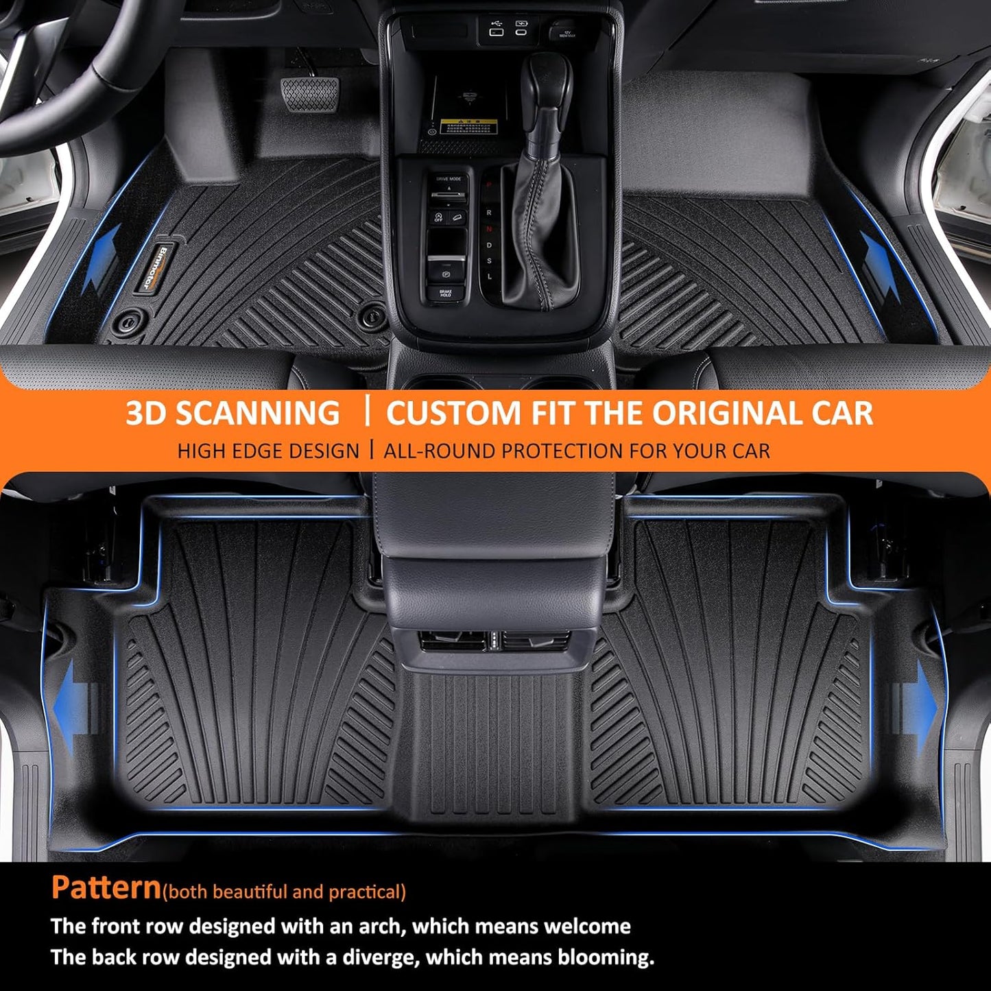Binmotor-All Weather Floor Mats Cargo Liner Set for for Nissan Pathfinder 2022 2023 2024 2025, 8 Passenger, 3 Rows with Cargo Trunk Mat, Car Mats for Nissan Pathfinder Accessories