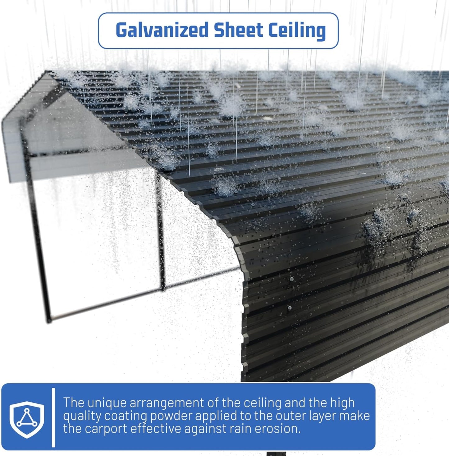 Metal Carport 10 * 15 FT Heavy Duty Carport Canopy with Galvanized Steel Roof Multi-Use Shelter Outdoor Portable Garage for Car, Boat, Pickup and Tractor