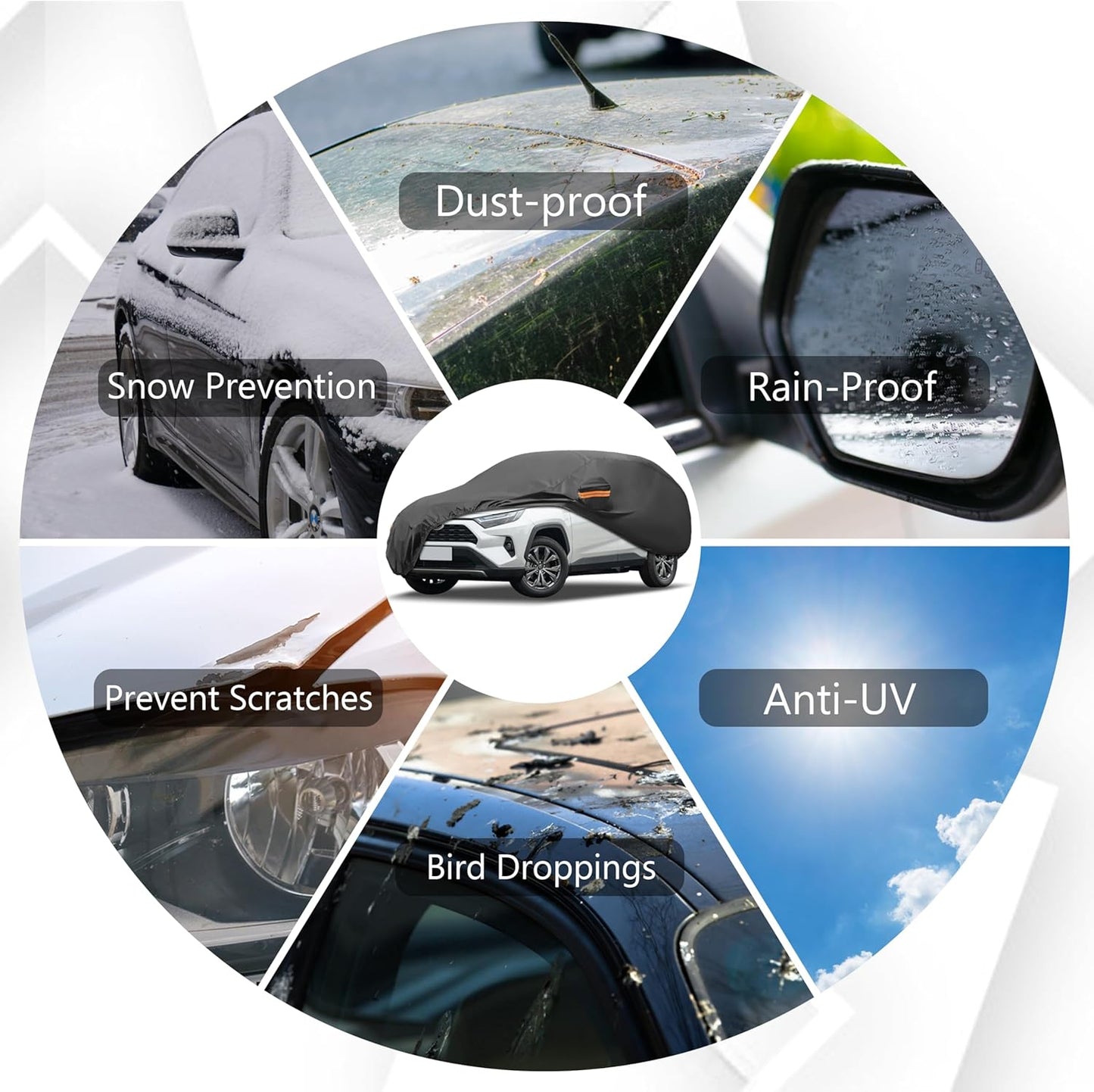 MORNYRAY Compatible with Dodge Challenger,Car Cover Outdoor Waterproof Sun Rain Snow Hail Protection with Driver Door Zipper (Black, Custom Fit Dodge Challenger)