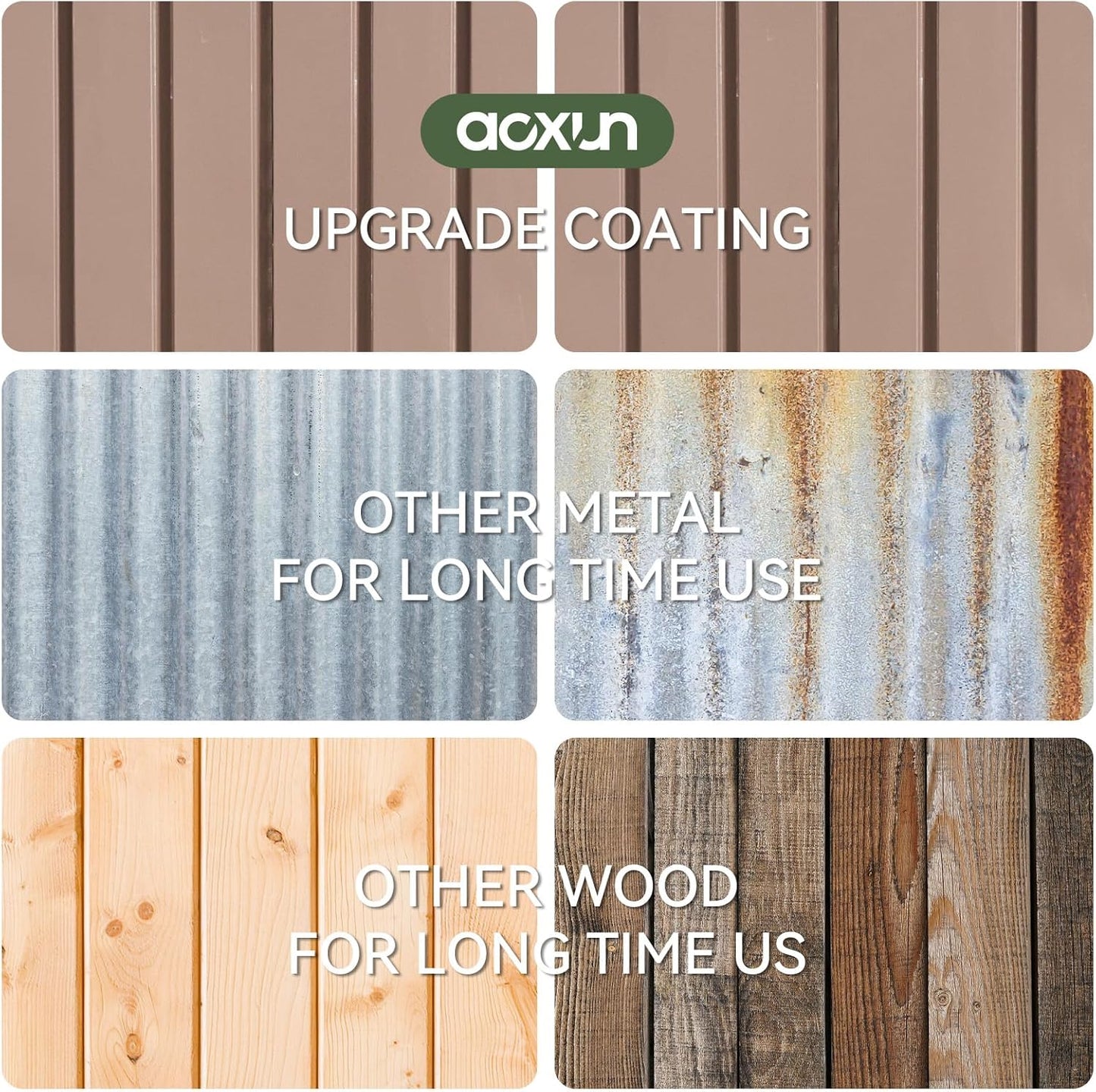 Aoxun 6.2x4 FT Shed Outdoor Storage Shed with Lockable Doors & Slooping Roof Metal Garden Tool Shed for Backyard, Patio, Poolside (Brown)