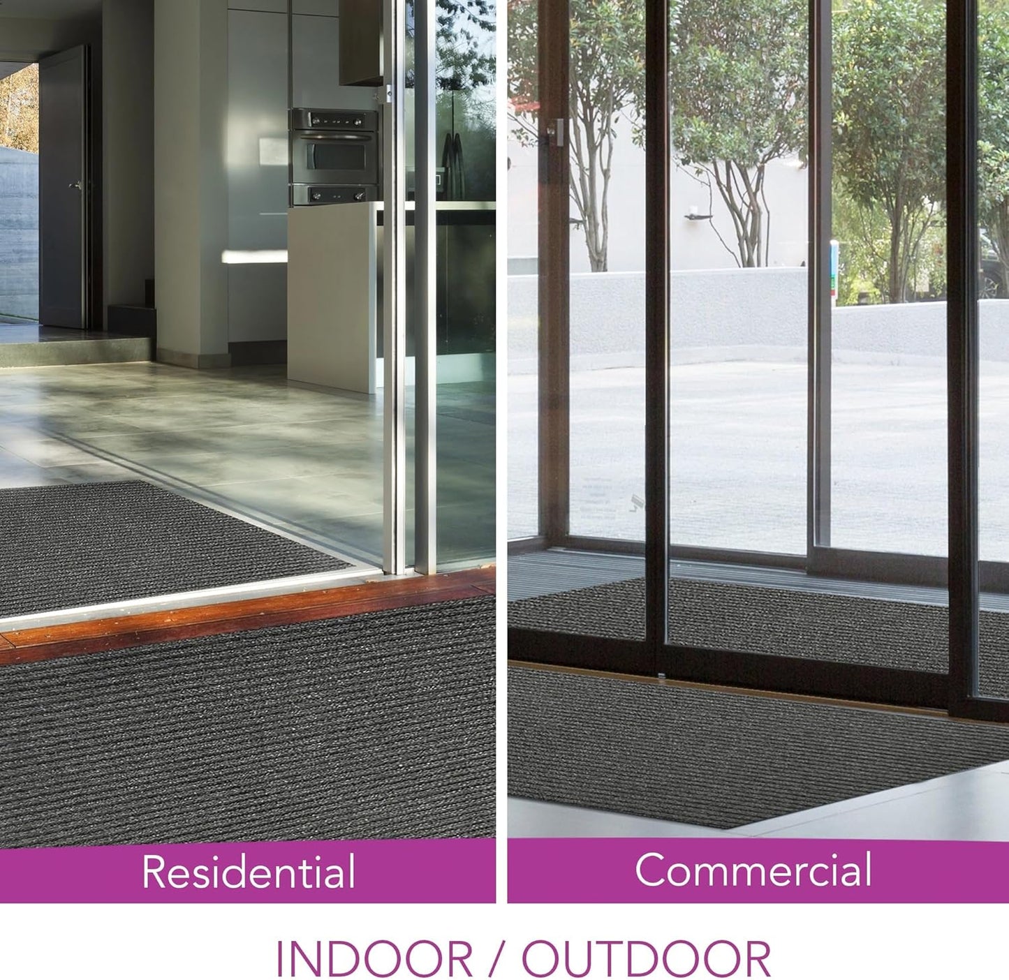 iCustomRug Spartan Weather Warrior Indoor/Outdoor Utility Ribbed Carpet Runner with Non-Slip Thermoplastic Rubber Backing, 3ft X 48ft in Charcoal