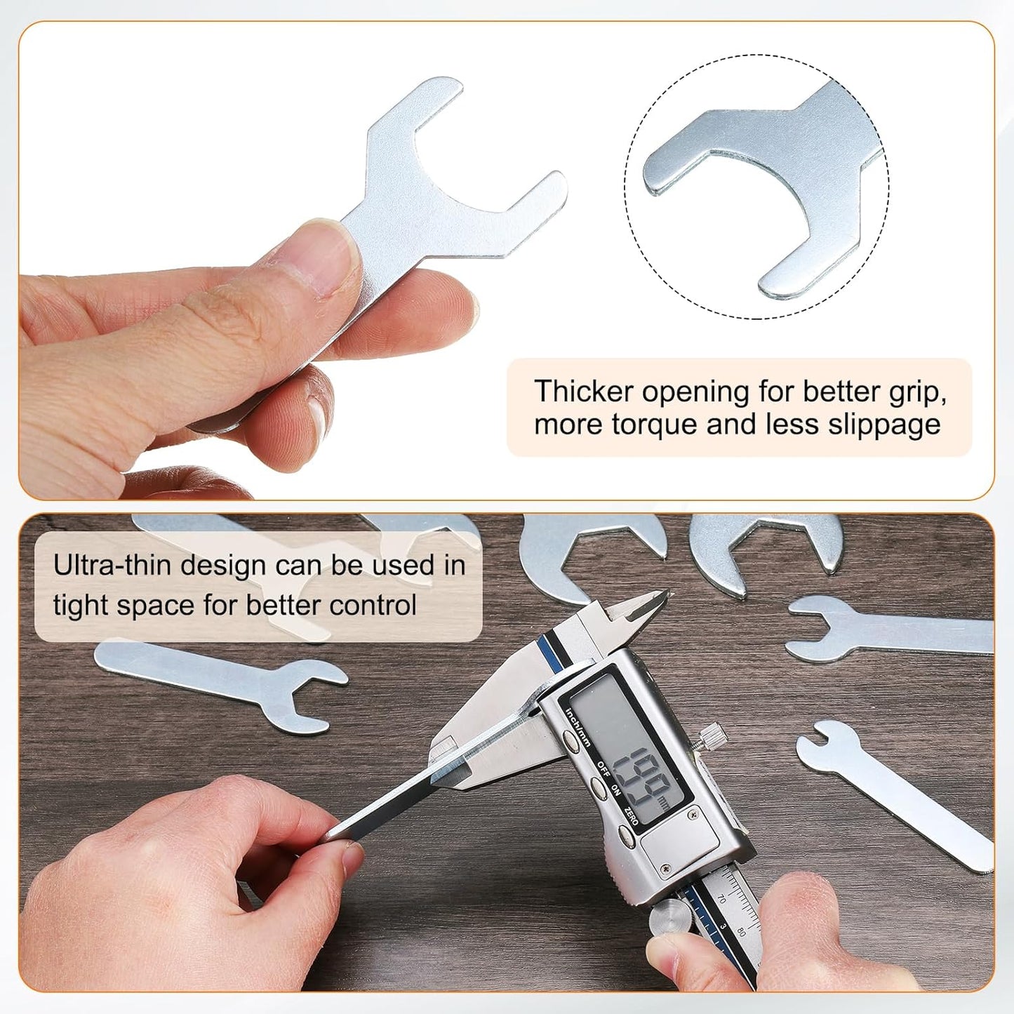 HARFINGTON 10pcs Small Wrench 22x70x2mm Metric U-Shaped Single Open Ended Spanner Super Thin Flat Head Galvanizing Wrench for Automotive Repair Furniture Assembly