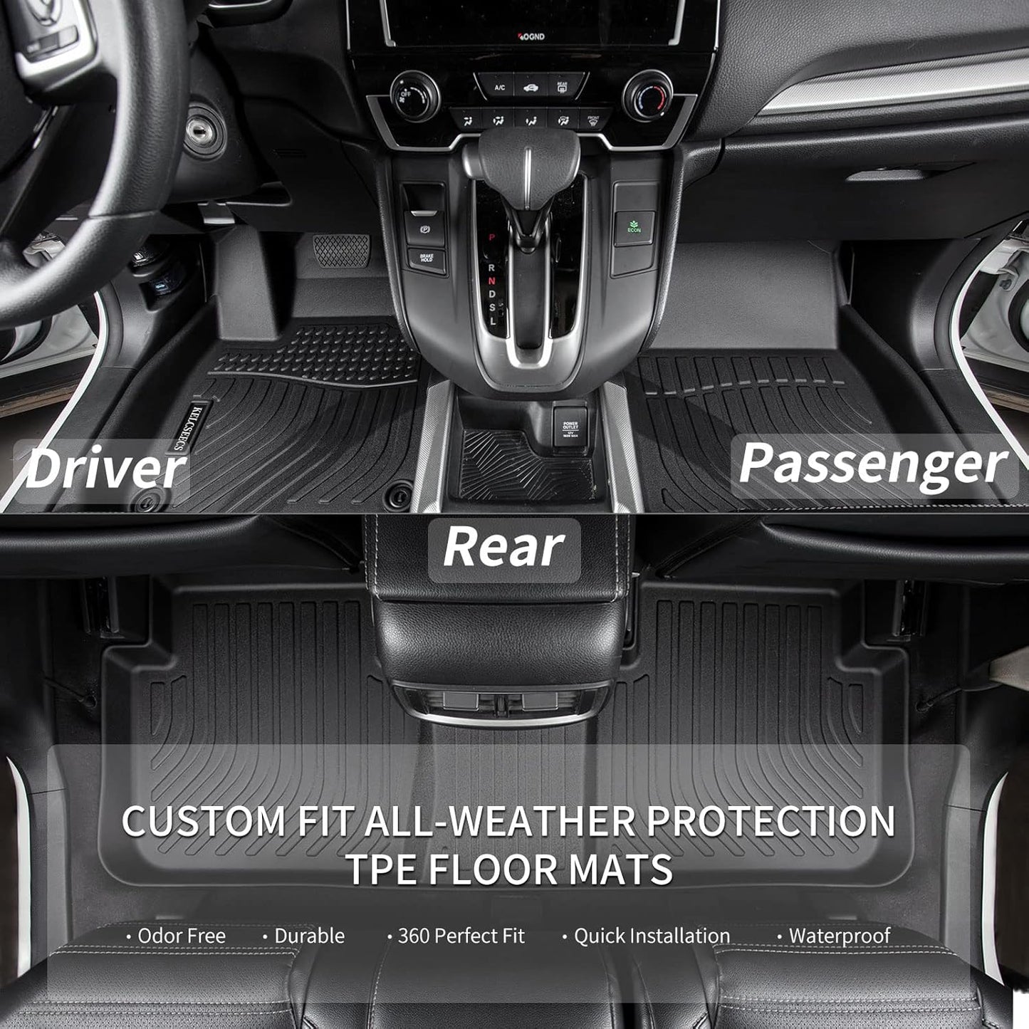 KELCSEECS® Floor Mats & Cargo Liner Custom for 2018-2022 Honda Accord/Honda Accord Hybrid All Weather Protection TPE Floor Liners Front& Rear Row Full Set Accessories Black