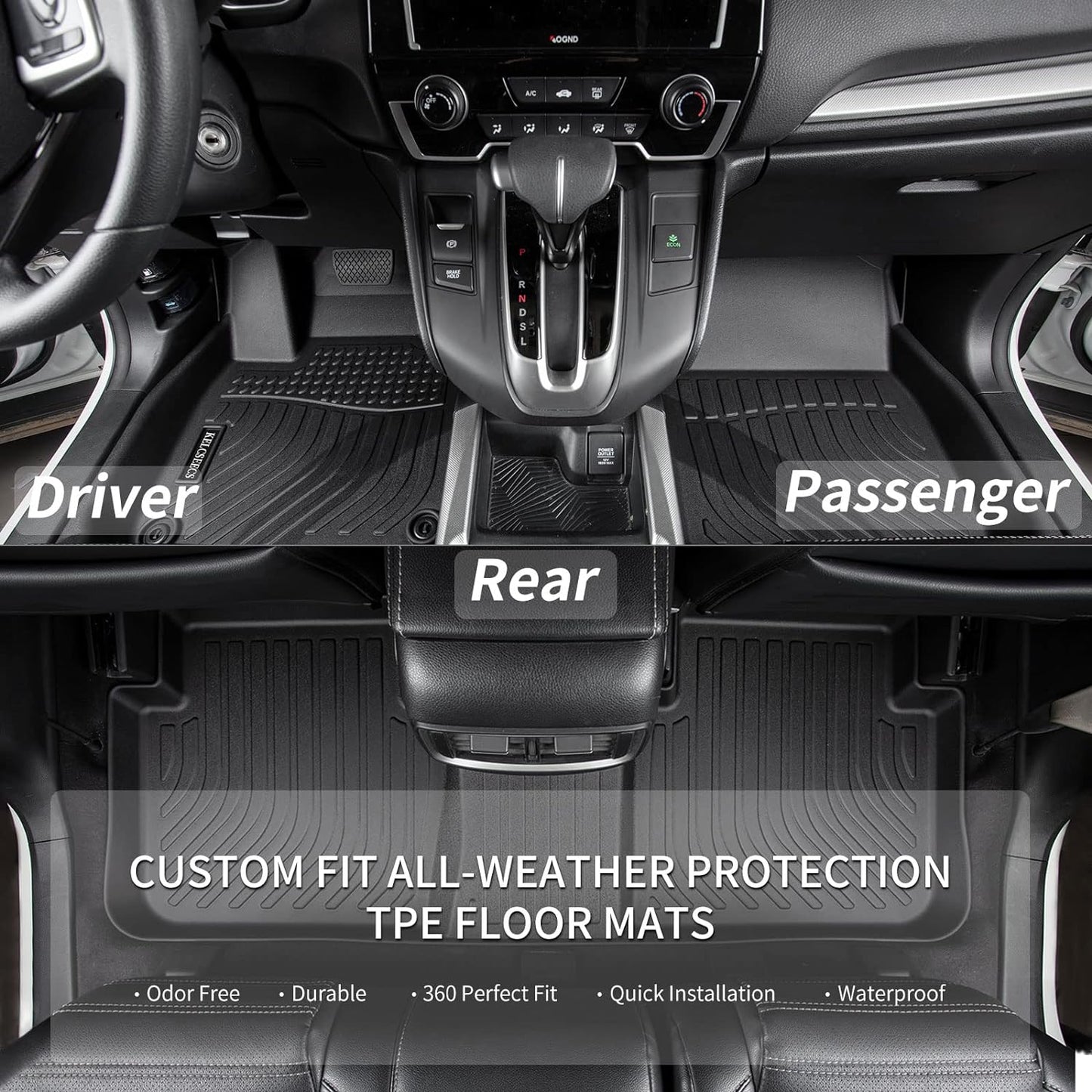 KELCSEECS® Floor Mats Custom for Kia Forte 2024 2023 2022 2021 2020 2019 All-Weather Protection Mats TPE Non-Slip Automotive Floor Liners Front Row and Second Row Full Set Accessories Liners